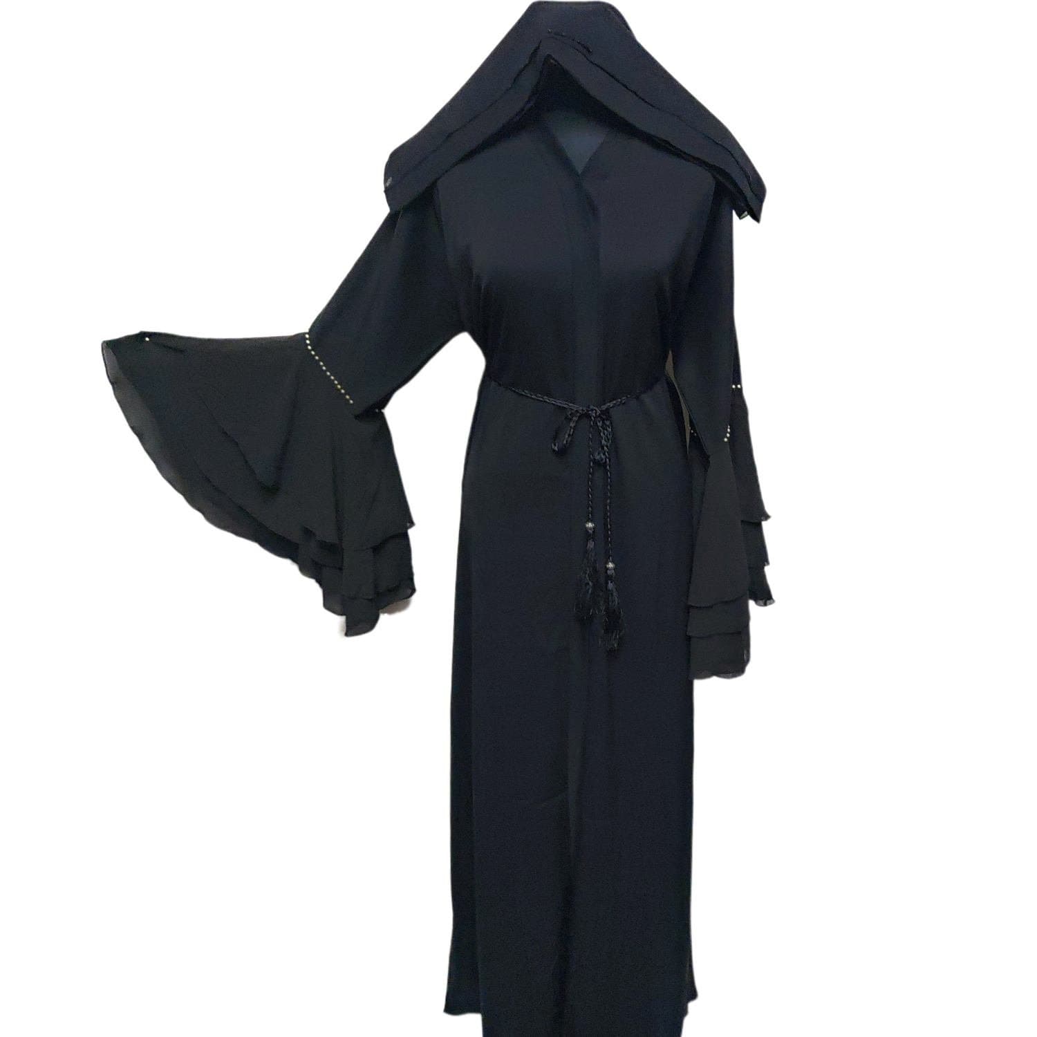 Latest Design Women Black Open Front Abaya Farasha Jalabiya - image 4