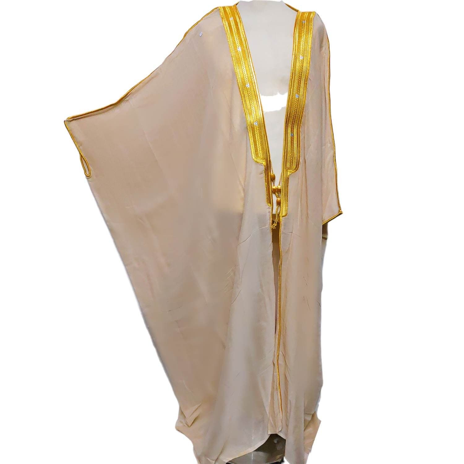 Men's Arabian Bisht Cloak Arab Dress Thobe Islam Robe Eid Jacket Wedding - image 3