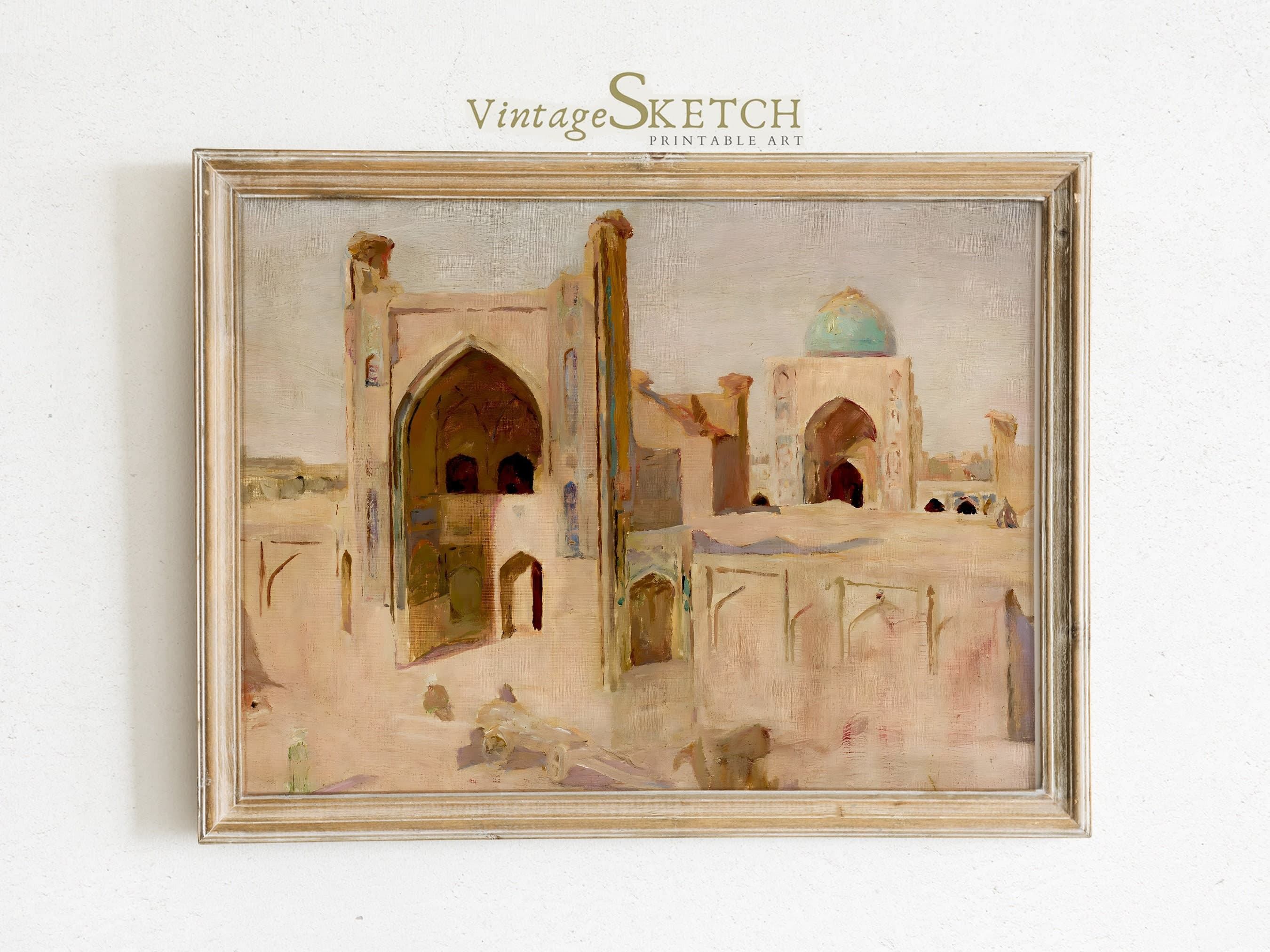Vintage Mosque Wall Art Painting, Digital Print of mosque, Islamic Arab Architecture & Art Painting - Islamic Decor-Islamic Wall Art jpg