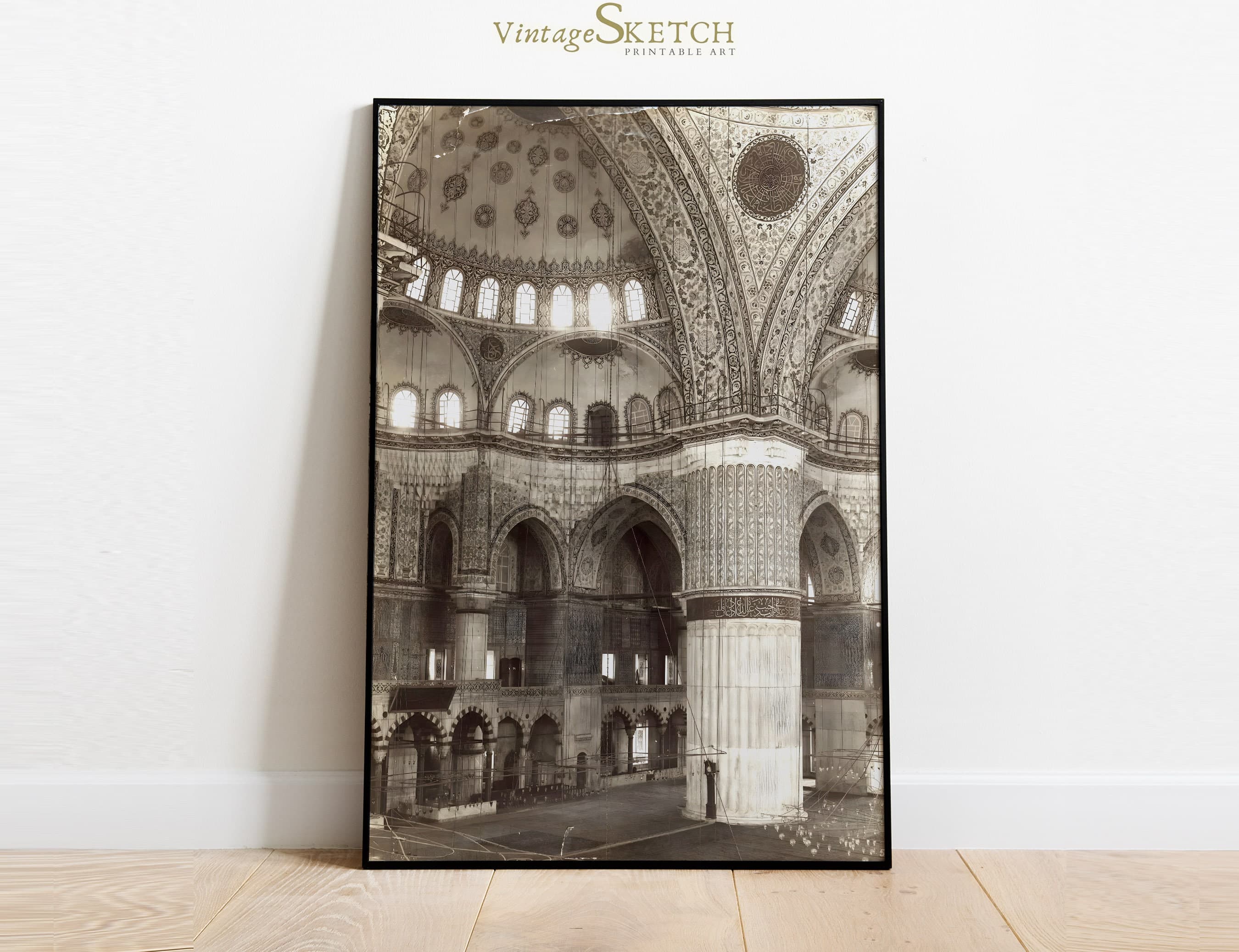 Vintage Interior Mosque Wall Art, Islamic gifts, Abstract Islamic Art, Islamic Home Decor, Mosque Poster, Muslim Architecture - image 3