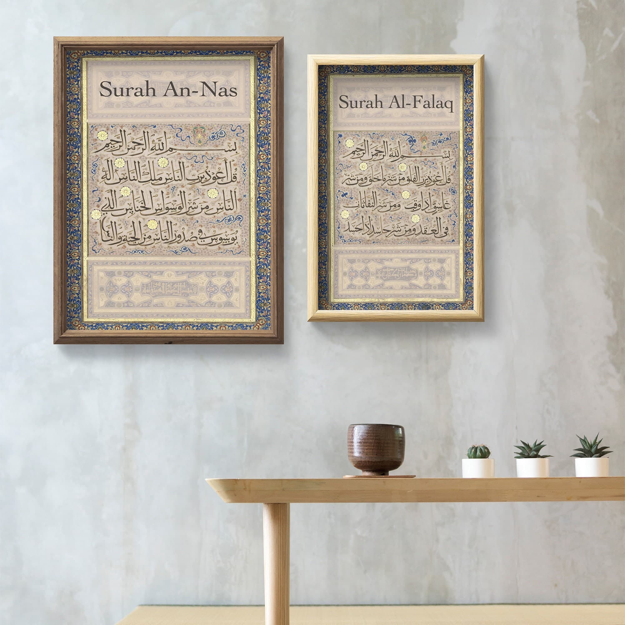 Set of 2 Arabic Wall Art Calligraphy, Modern Islamic Art, Muslim Art, Home Gift Idea, Arabic Calligraphy, Islamic Art, Surah Naas AlFalaq - image 4