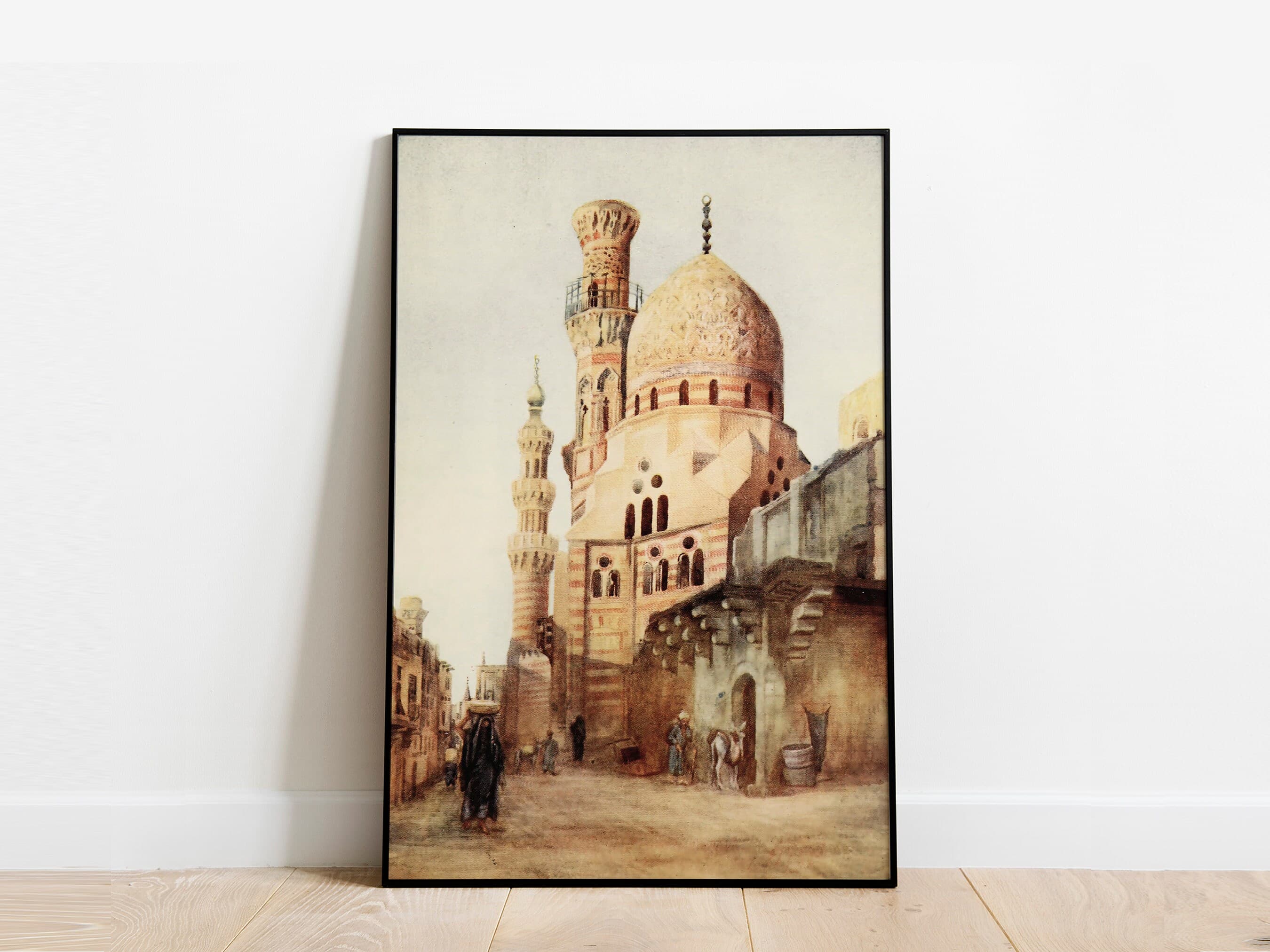 Vintage Cairo Mosque Wall Art Painting, Islamic Wedding Gift, Arab Architecture, Mosque wall art-Islamic Art, Islamic Decor, Mosque Painting - image 4
