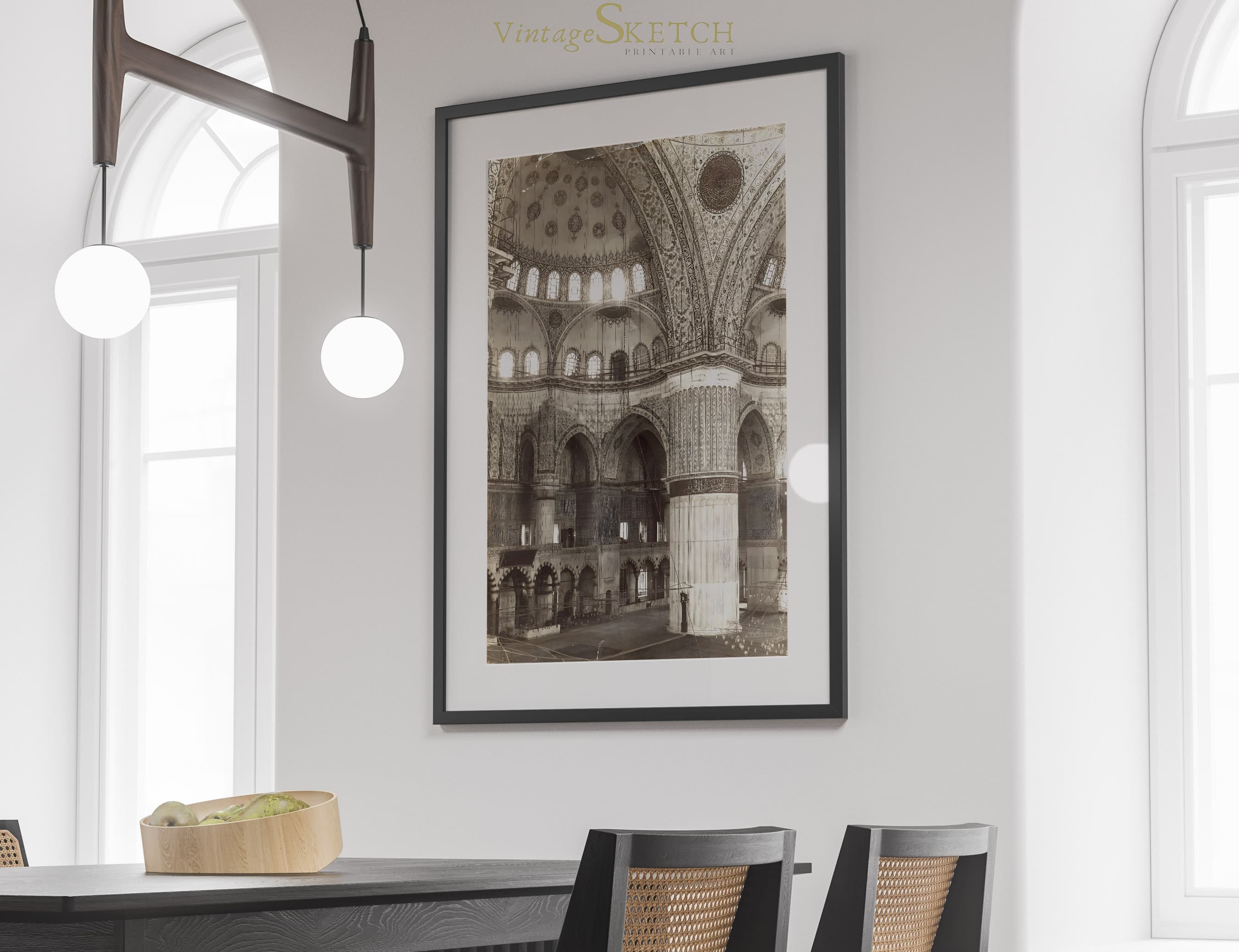 Vintage Interior Mosque Wall Art, Islamic gifts, Abstract Islamic Art, Islamic Home Decor, Mosque Poster, Muslim Architecture - image 4