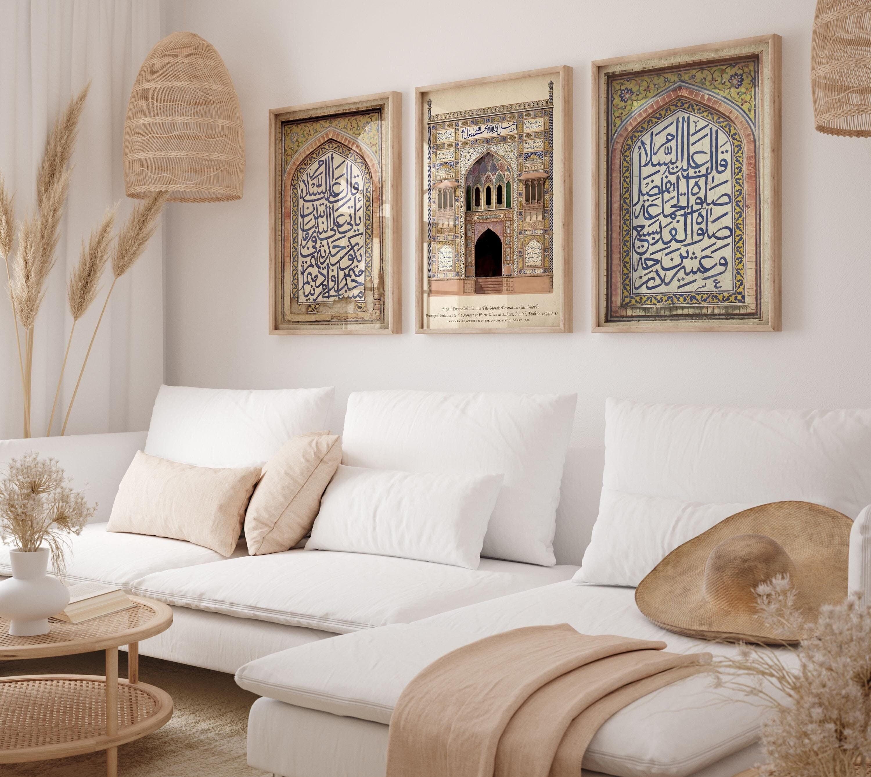 Mosque Architecture, wazir khan mosque wall art, Manuscript, Muslim Calligraphy