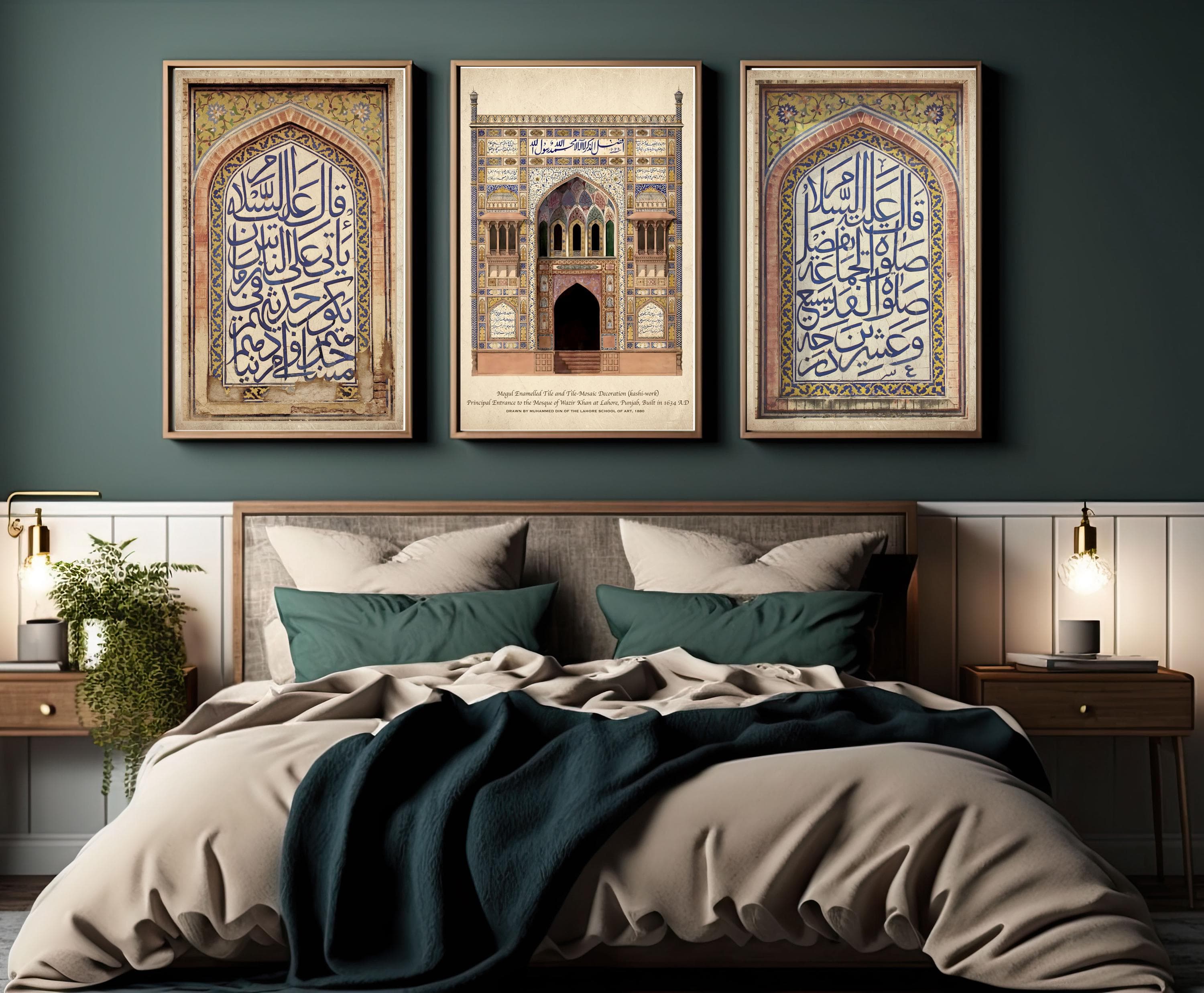 Set of 3 Islamic Calligraphy Wall Art, Moroccan Door Print, Muslim Home Decor, Mosque Architecture, Muslim Poster, Islamic Gifts-Wazir Khan - image 4
