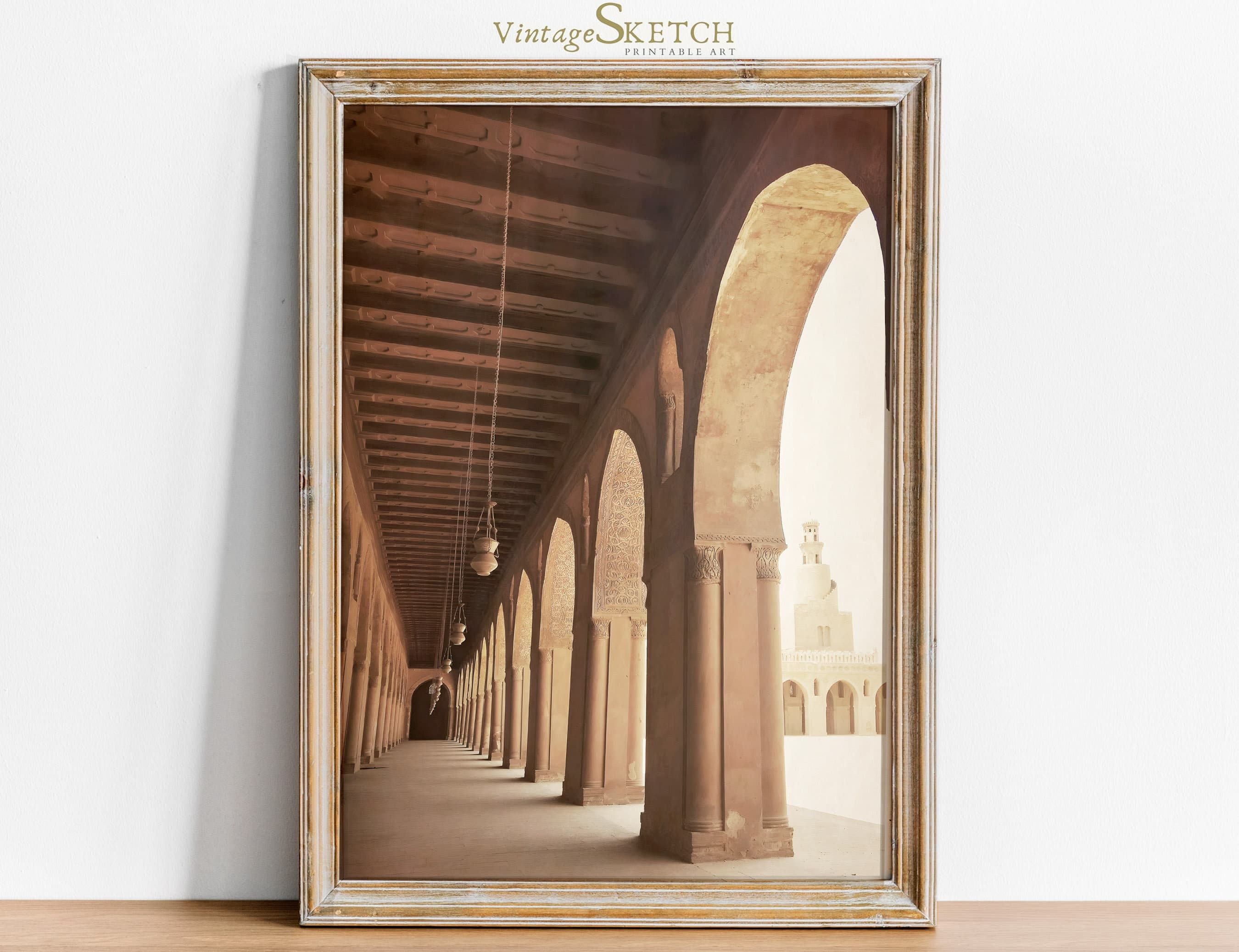 Vintage Cairo Mosque Wall Art, Islamic Decoration, Islamic Art, Wedding Gift Printable JPEG, Muslim Architecture-Islamic Art-Mosque Painting