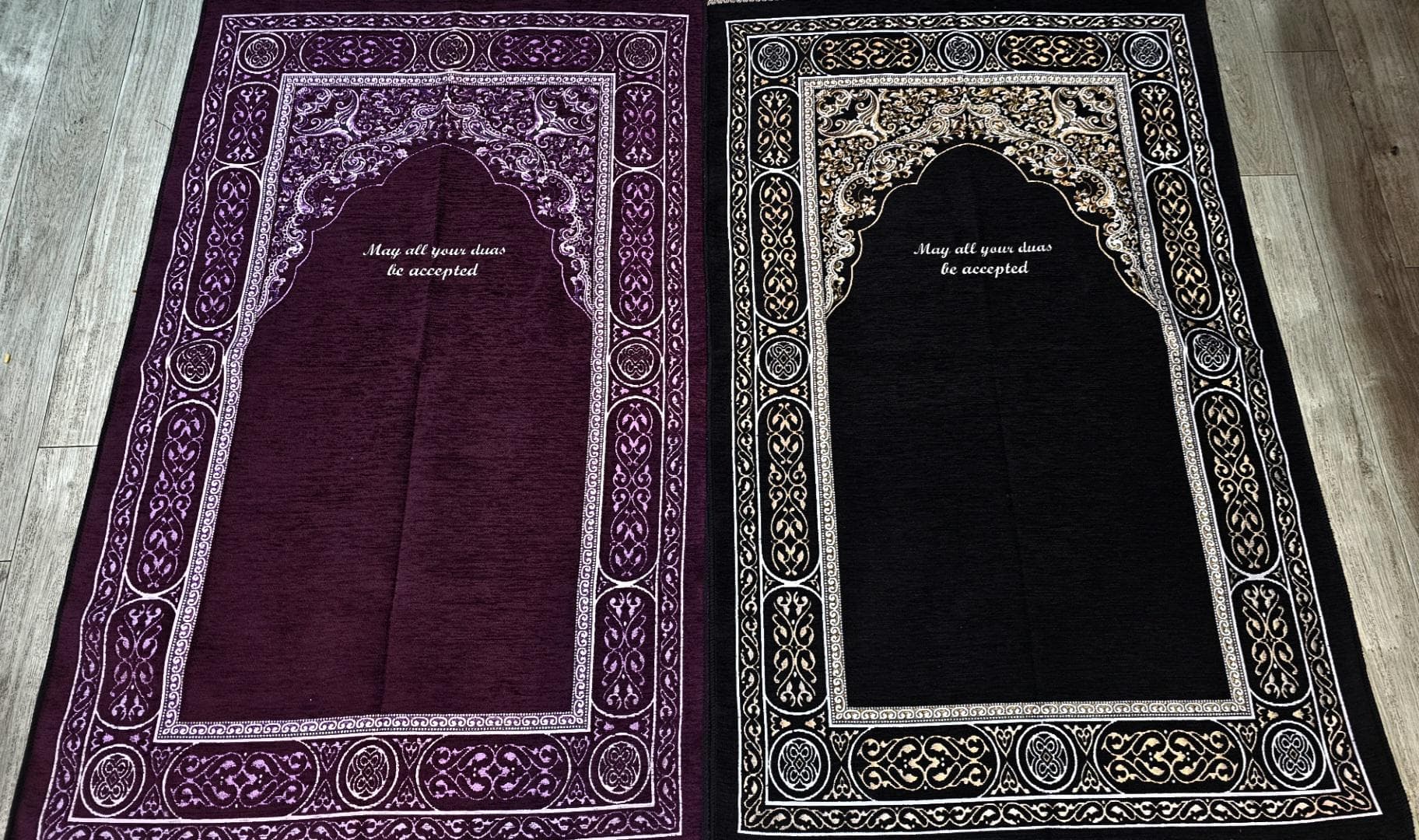 Personalized Embroidered Prayer Mat: Chenille Islamic Sajada Rug, Adult Size