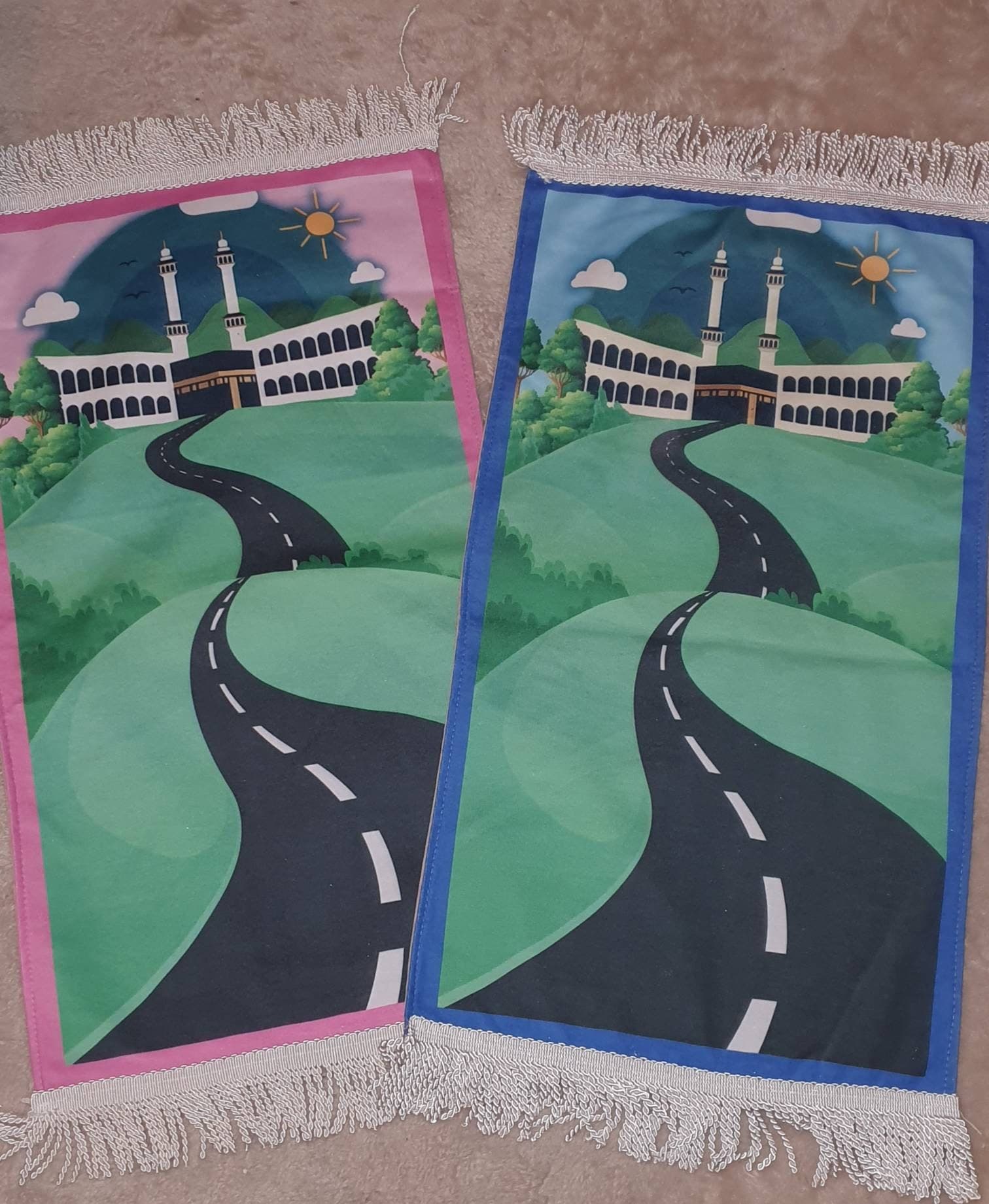 Personalised Kids Prayer Mat with Name – Islamic Gift Eid Present | Ramadan Gift | Muslim Children Salah Rug | Kaba Kaaba Themed Umrah gift - image 3