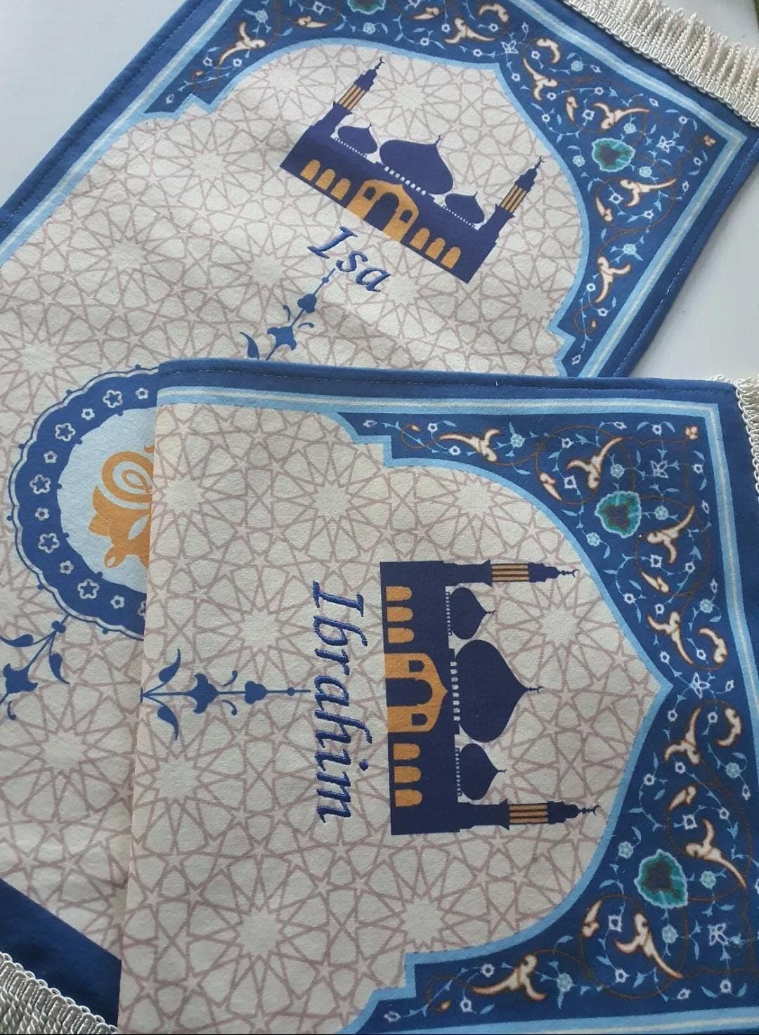 Personalised Prayer Mat | Mini Kids Islamic Mats | Ideal for Young Children Toddler | Masjid Salah Sajada Rugs | Stunning Mosque Designs