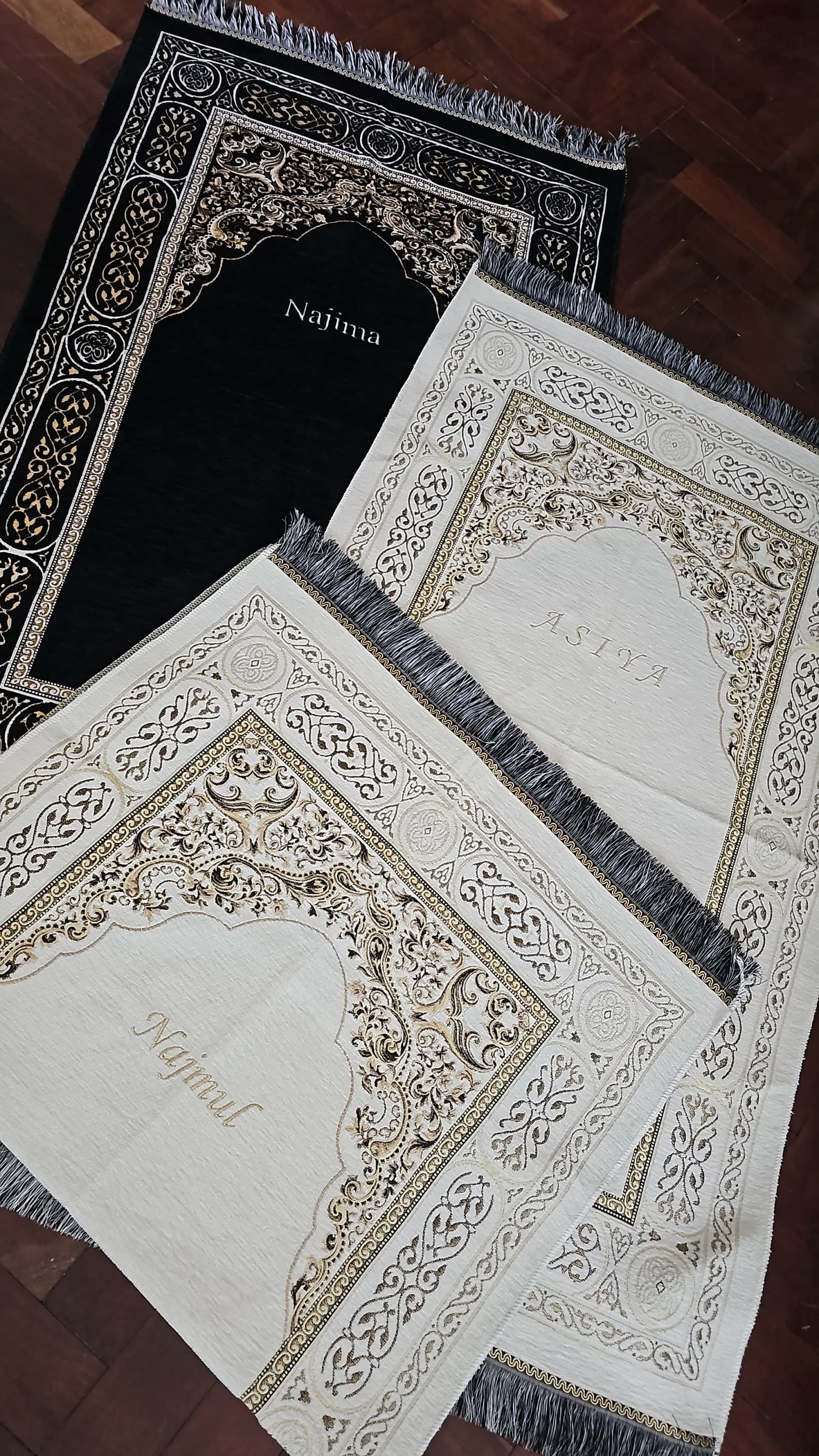 Prayer Salah Muslim Janamaz Mat, Personalized Unique Embroidered Name Islamic Sajada Prayer Rug for Adult
