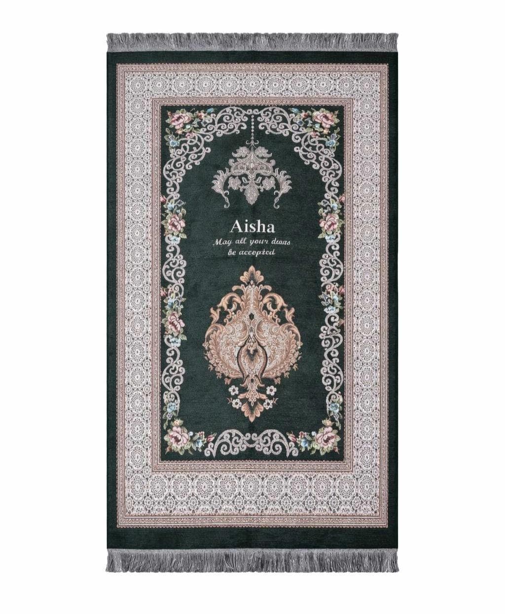 Personalised Prayer Mat – Adult size Musallah Janamaz Sajada–Islamic Gift for Ramadan, Eid, Nikah, Wedding Birthday gift idea Muslim gift