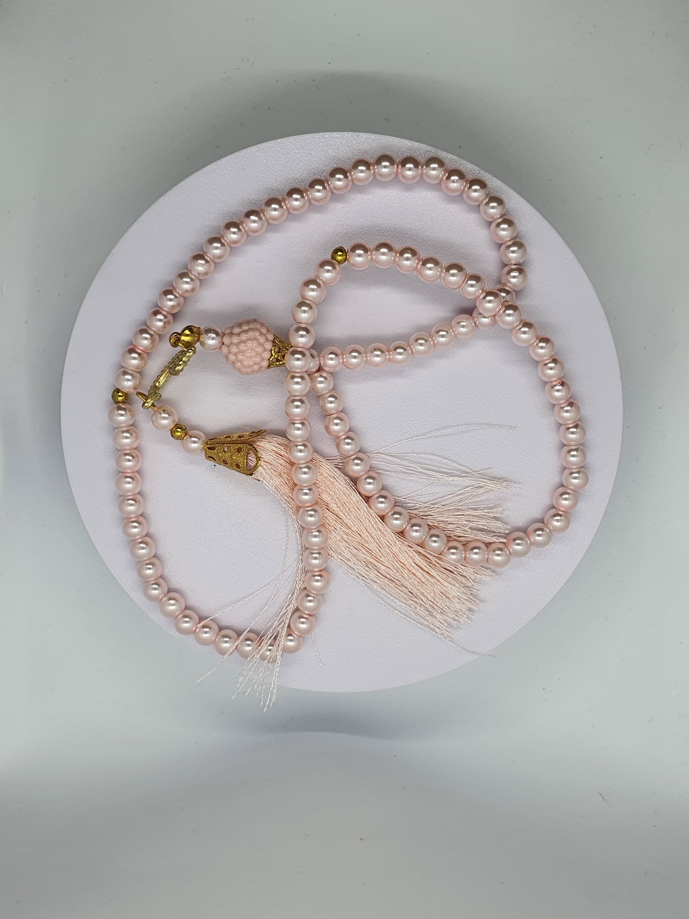 Vav Pearl Misbaha Tasbih Set – Handmade Prayer Beads, Dhikr Beads, Islamic Gift, Ramadan Gift, Ameen Favor, Muslim Gift