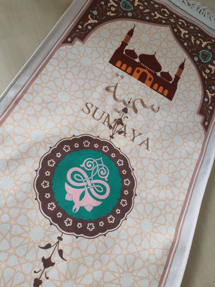 Personalised Kids Prayer Mat with Name – Colorful Muslim Gift for Boys & Girls | Ramadan Present | Eid Gift | Salah Mat for Children