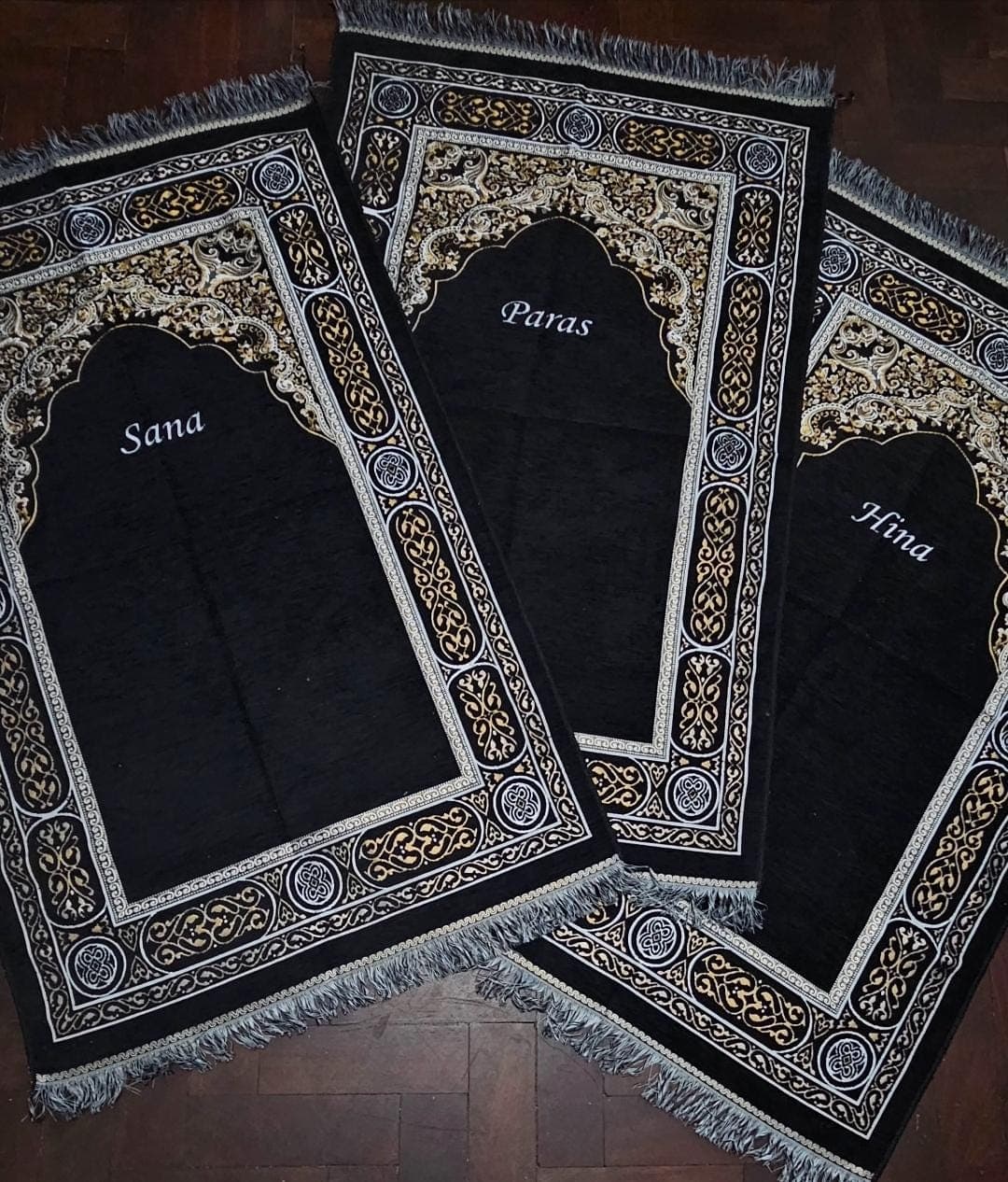 Personalized prayer mat Adult size Islamic sajada Janamaz, Muslim rug, personalised namaz mat black cream green grey Customised wedding gift - image 3