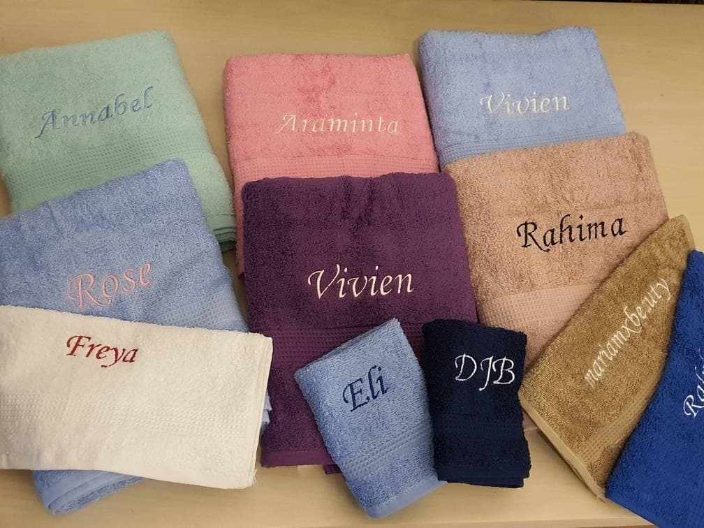 Personalised embroidered Towel– Bath, Hand and Face Sizes | Customised Gift for Wedding, Birthday, Mum Dad, Bridesmaids, Baby - image 3