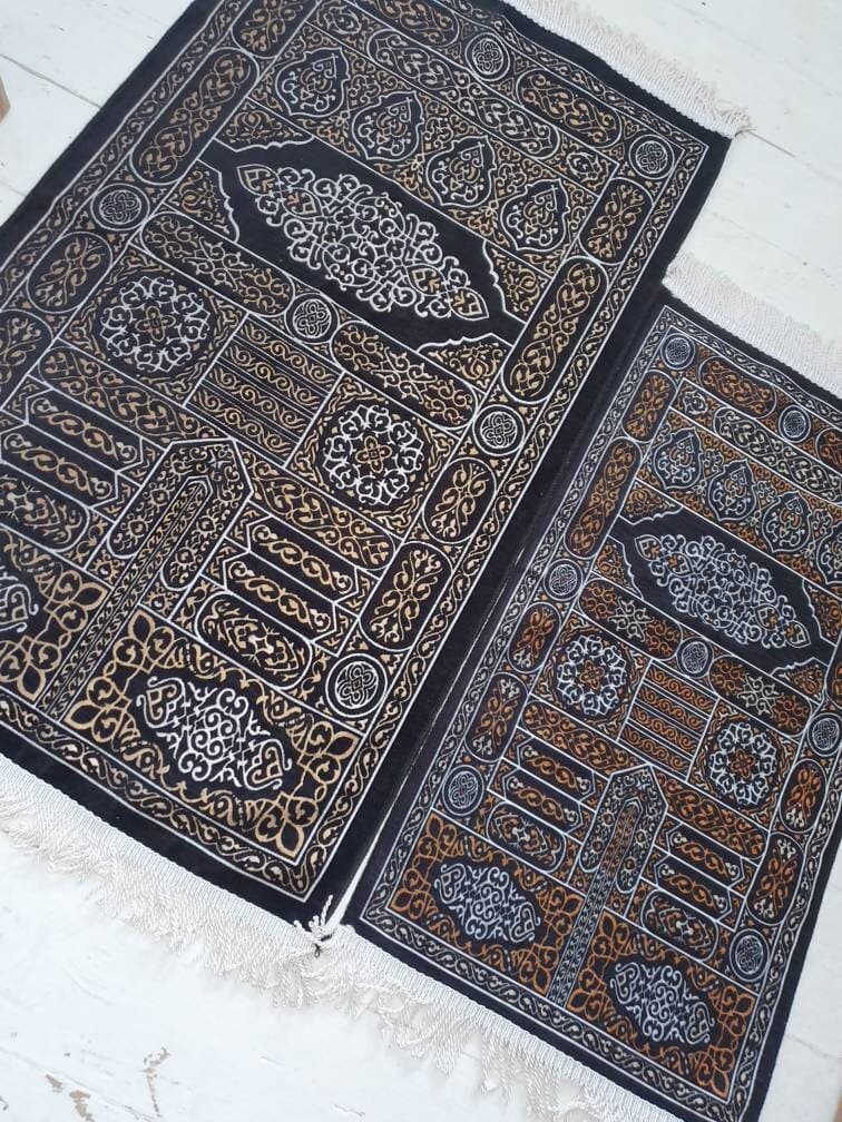 Kaaba Kiswah door Prayer Mat sajada kaba Hajj Wedding Muslim Makkah Islamic rug Ibadah Black Musallah Hafiz Umrah Salah kids Janamaz - image 5