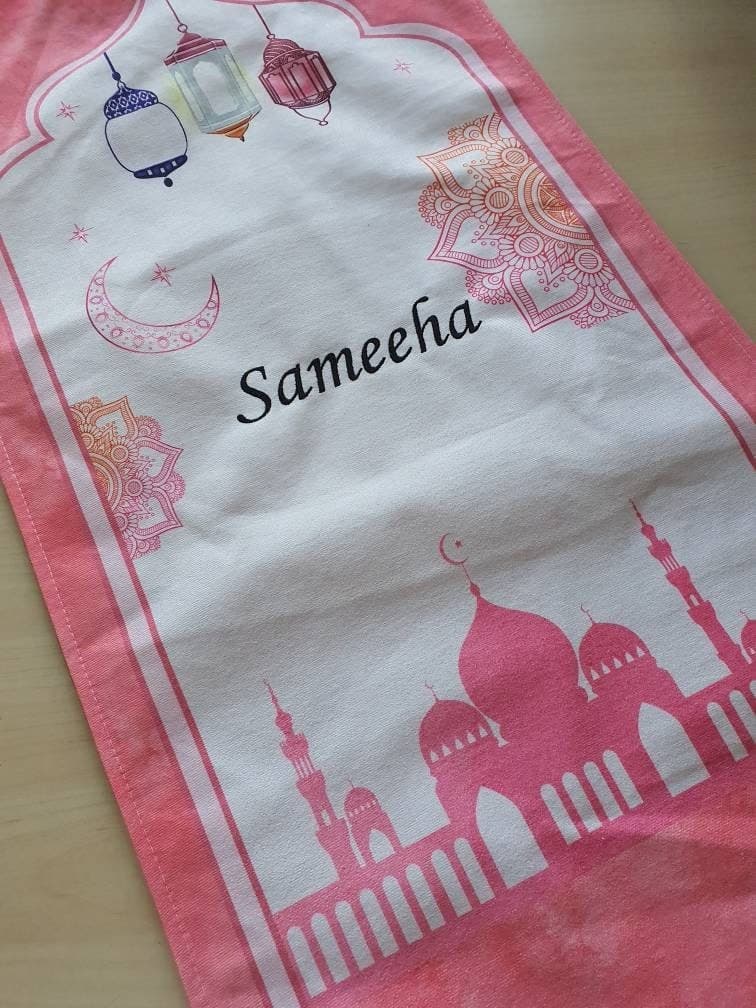 Personalized Kids Prayer Mat: Colorful Cartoon Design, Embroidered Name - image 3