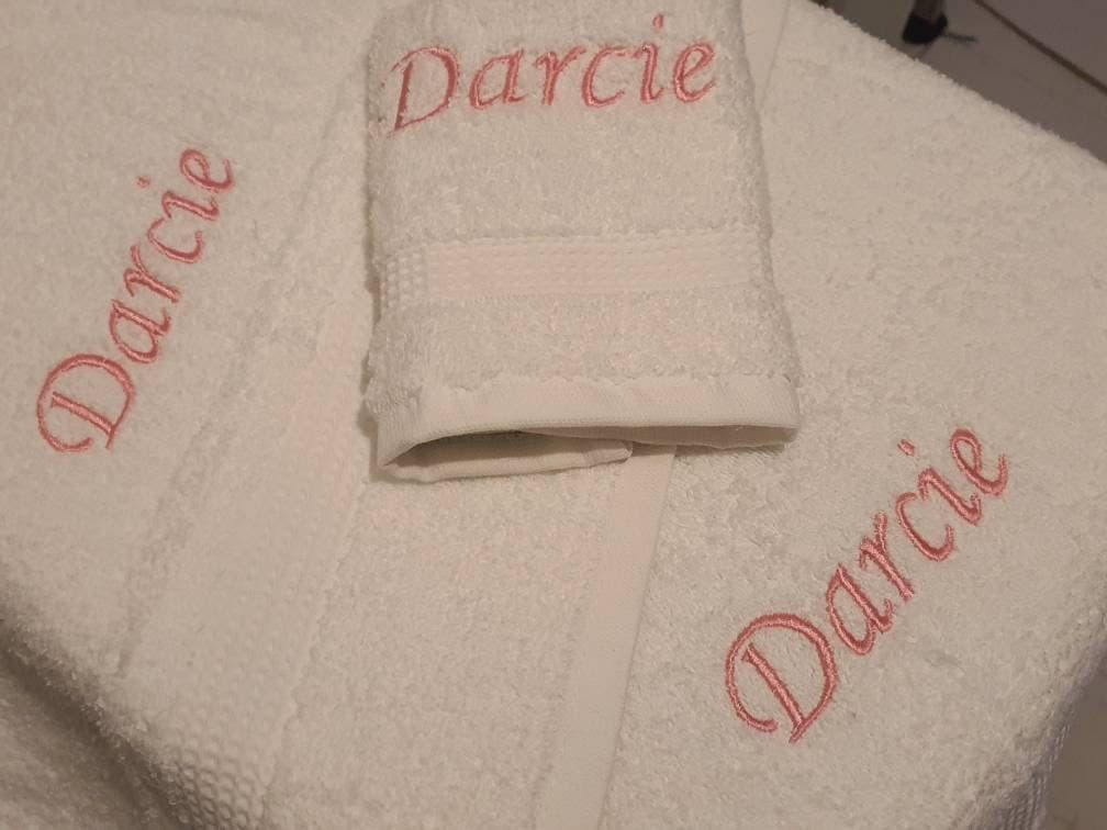 Luxury Personalised Towel Set – Bath, Hand and Face Towels in Multiple Colours | Custom Gift for Couples, Newborn, White - image 3