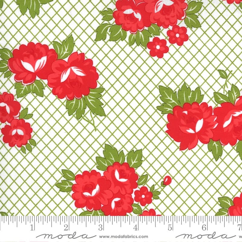 Sunday Stroll by Bonnie and Camille for Moda Fabrics. Item number 55221-20 White Green.
