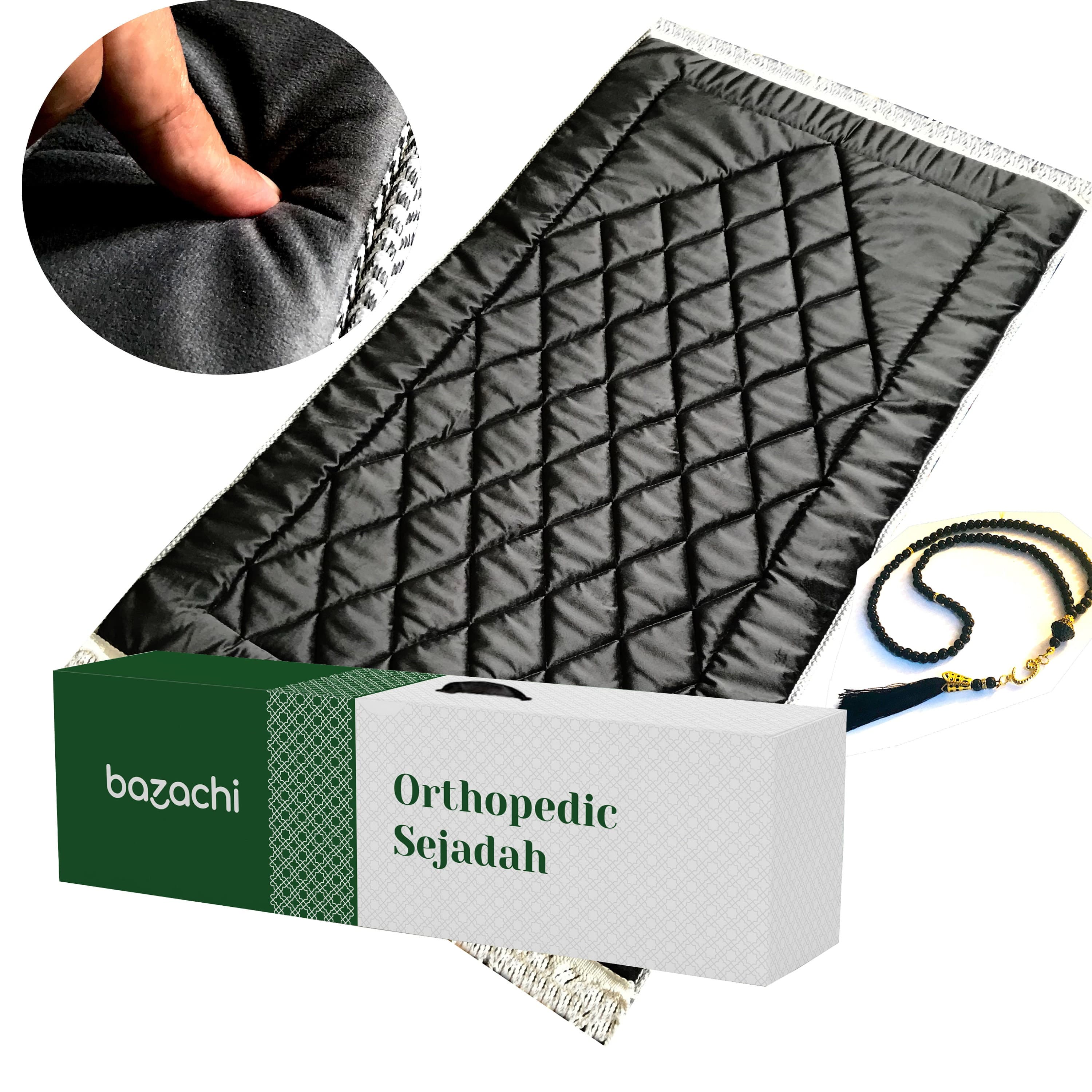 Extra Thick Original Padded (Cushioned) Large Prayer Rug (1.7kg ) Sajadah with Tasbih - %100 Satisfaction & Free Gift Box - image 3
