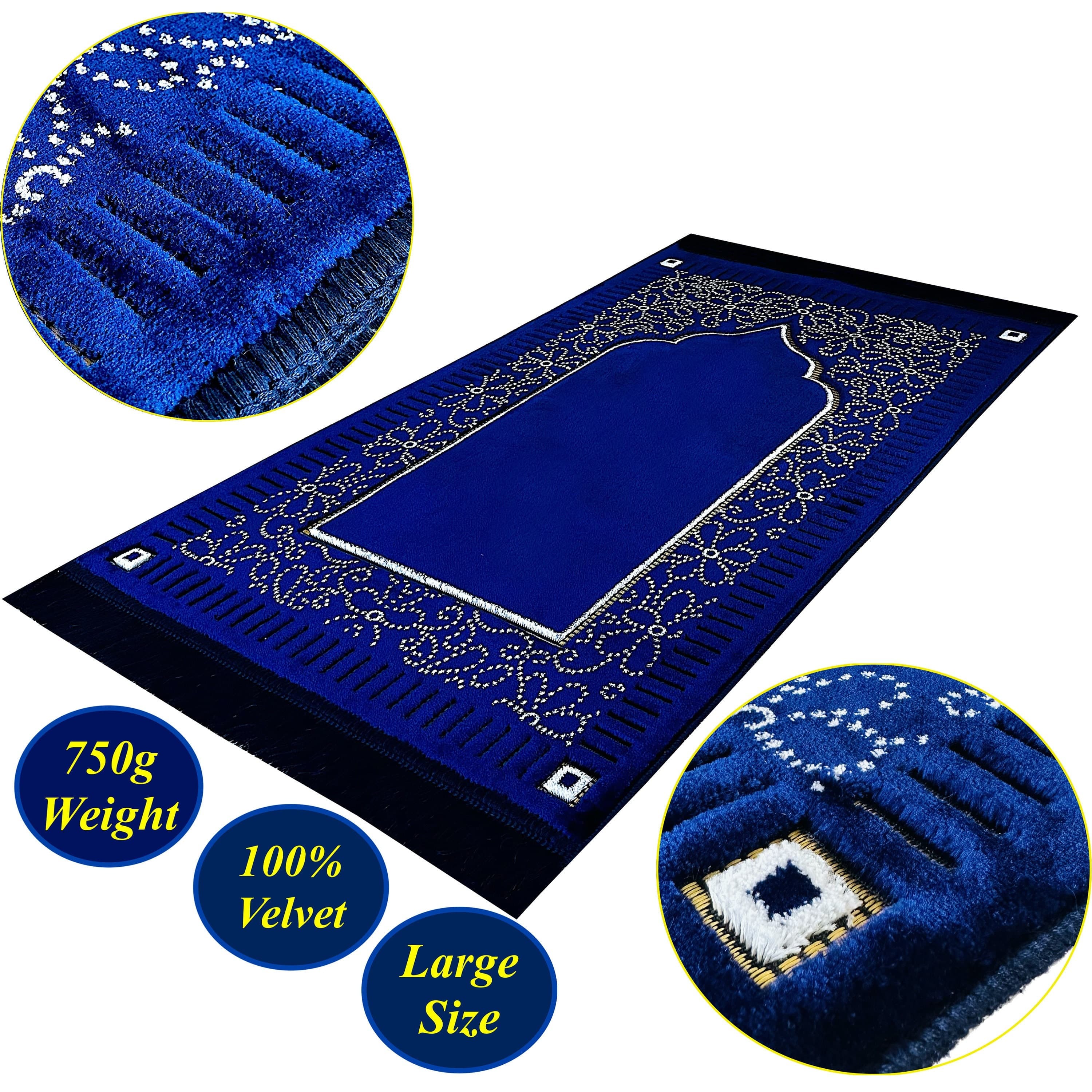 New Mihrab Style Velvet Prayer Rug (750g)-Large Prayer Mat / Janamaz - |  Size: 110 x70 cm - Made in Turkey
