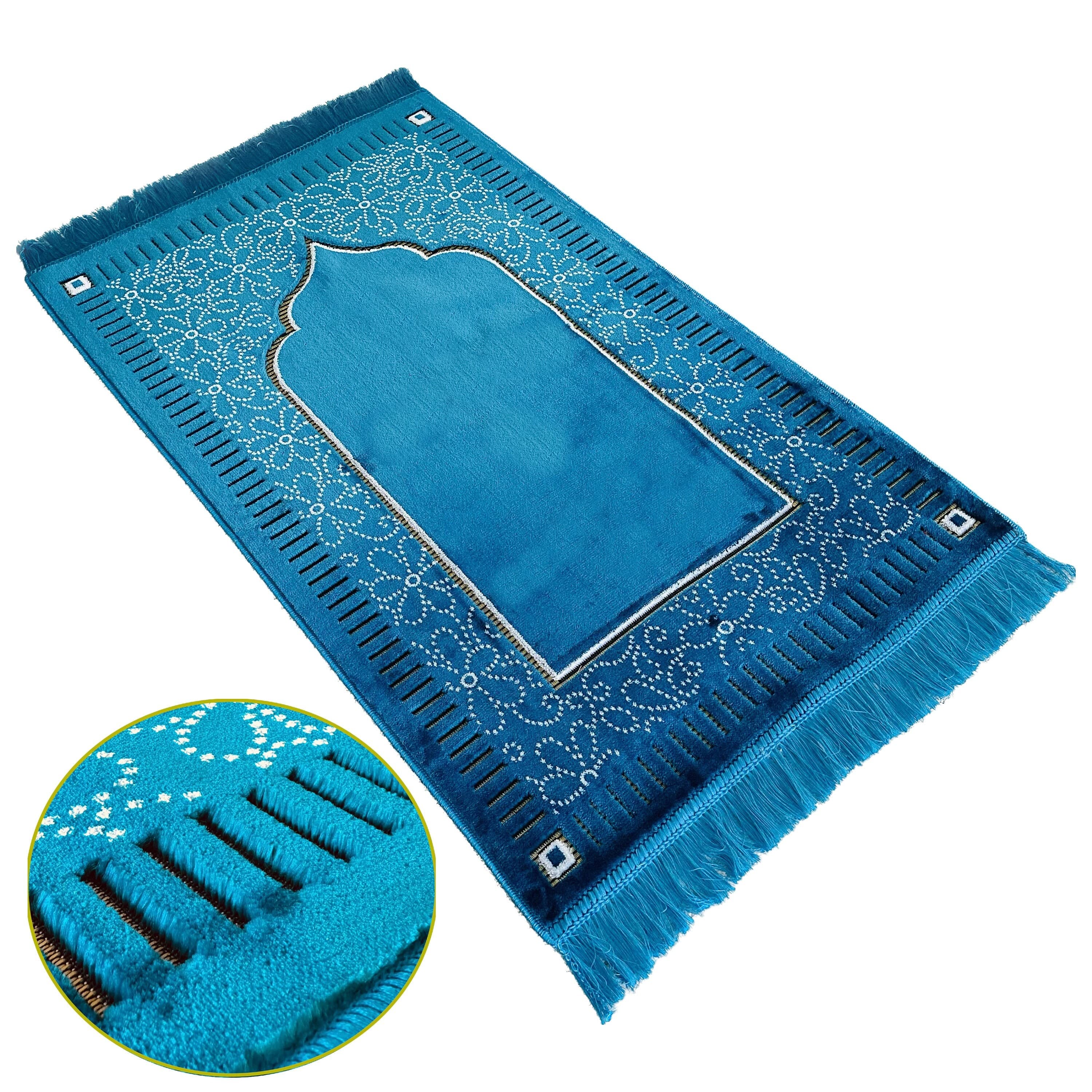New Mihrab Style Velvet Prayer Rug (750g)-Large Prayer Mat / Janamaz - Size: 120x70 cm - Made in Turkey
