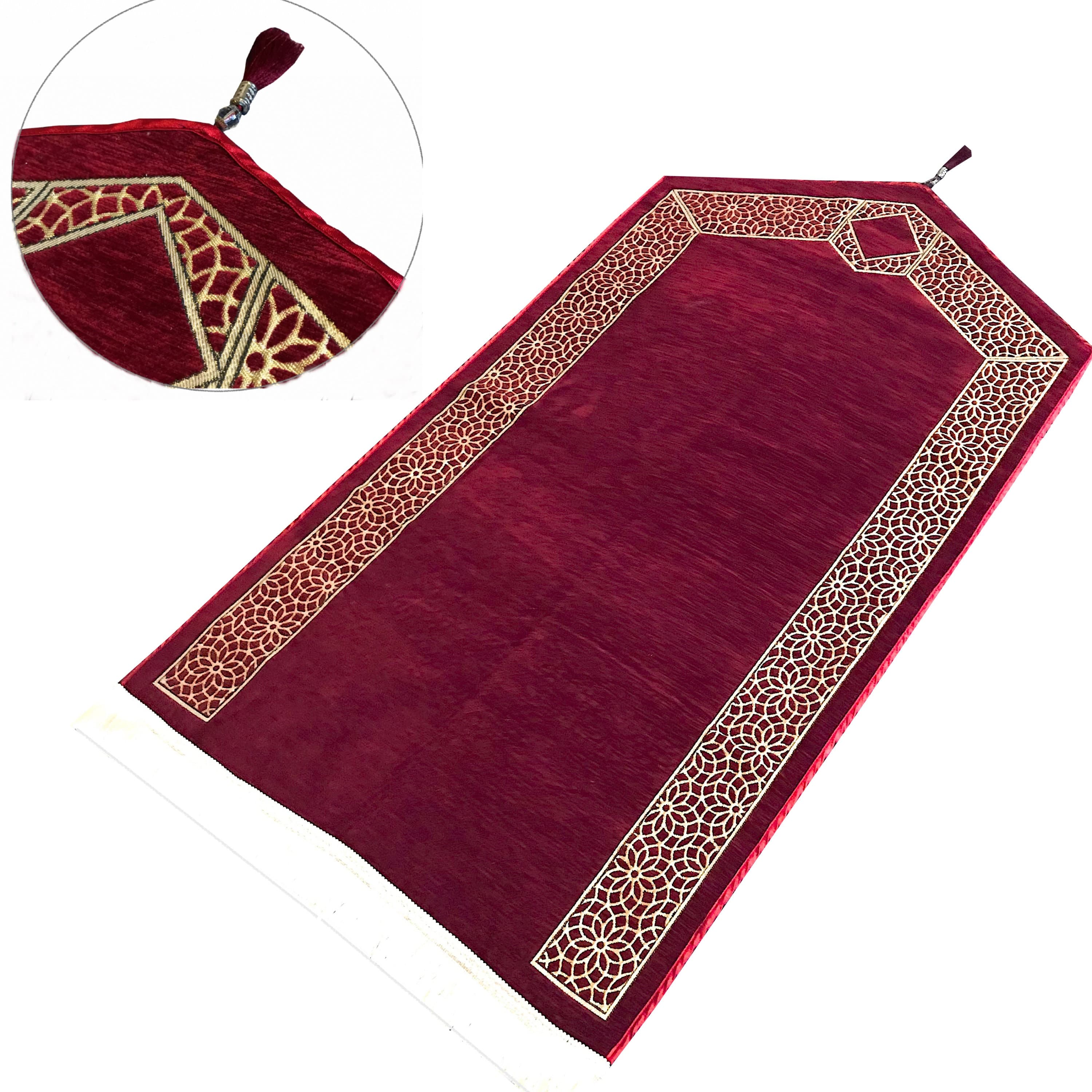 Triangle Design Golde Embroidered Prayer Rug with Beads, Janamaz with Gift Packaging for His & Hers Gift - image 5