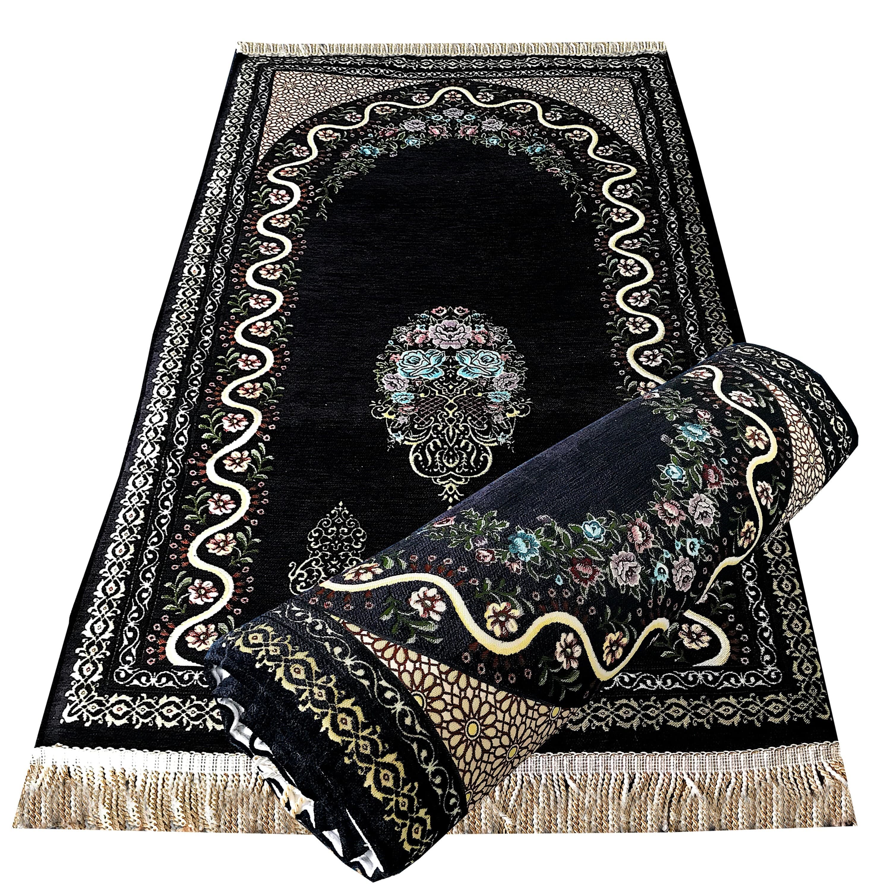 Mihrab Style Original Padded (Cushioned) Large Prayer Rug (1.5kg) Sajadah with Tasbih - %100 Satisfaction & Free Gift Box - image 4