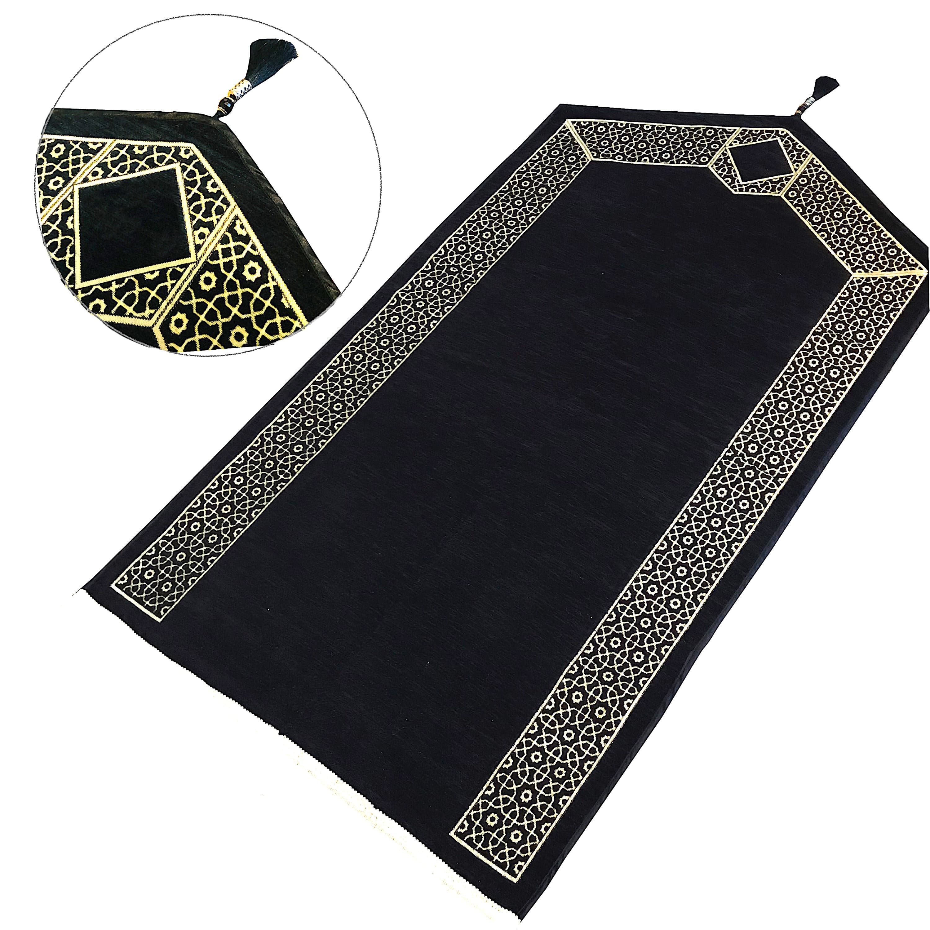 Triangle Design Golde Embroidered Prayer Rug with Beads, Janamaz Gift for His & Hers Gift