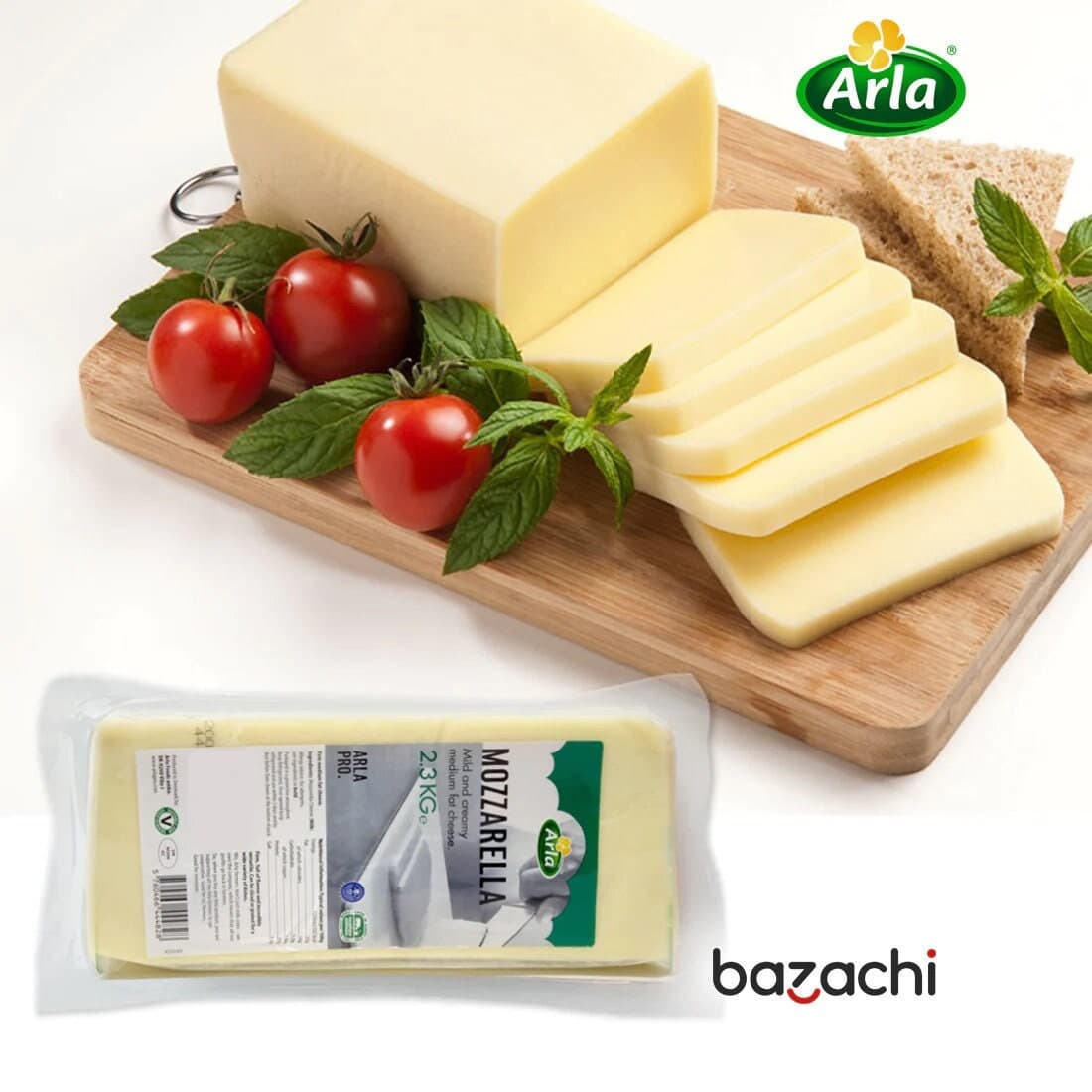 Arla Mozzarella Cheese Block - 2.3kg Vegetarian, Cows Milk Cheese. Great For Pizza
