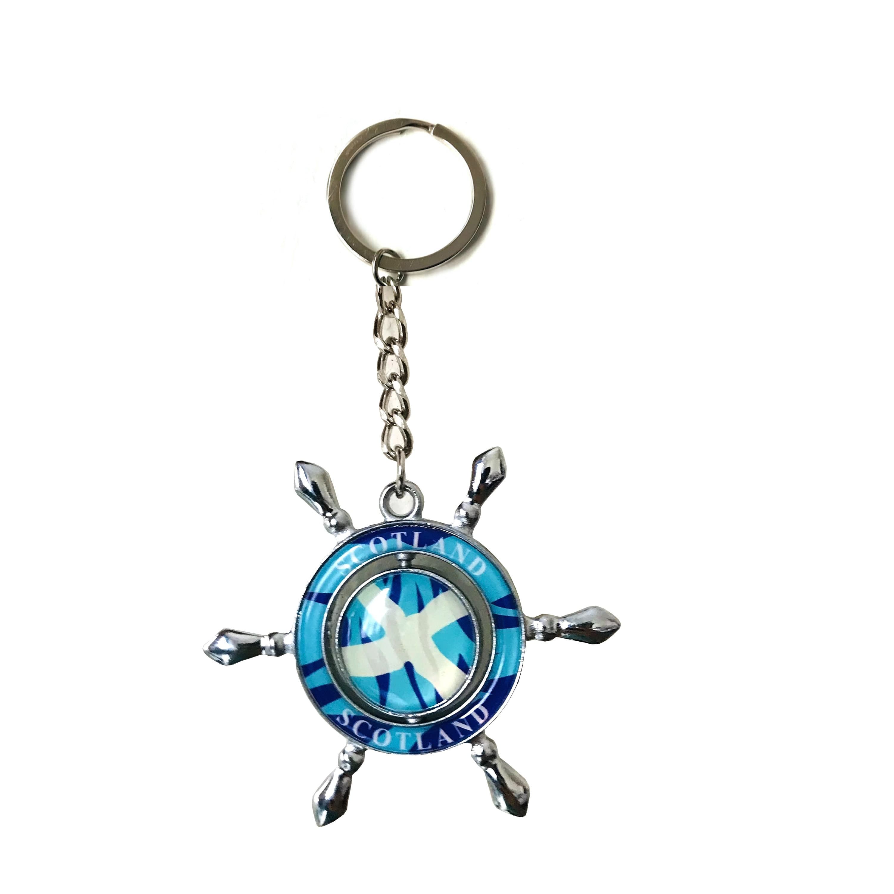 I Love Scotland Flag Keyring Accessories, Stainless Steel Ship Pistol Design Keychain Gift Man Women Souvenirs