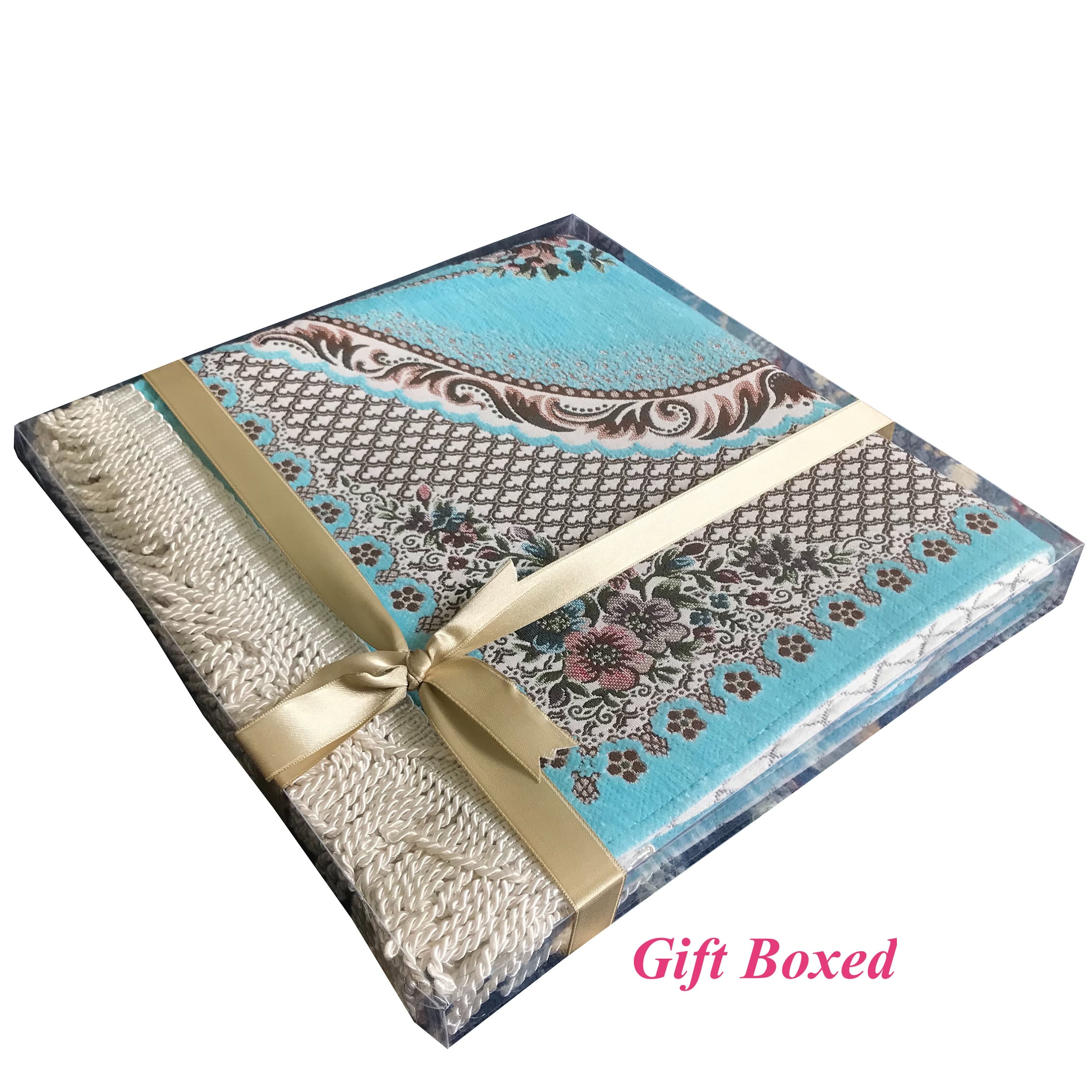 Premium Quality, Embroidered Floral Prayer Rug ( 950g ) Lined Thick Prayer Mat/Janamaz with Gift Box - image 3