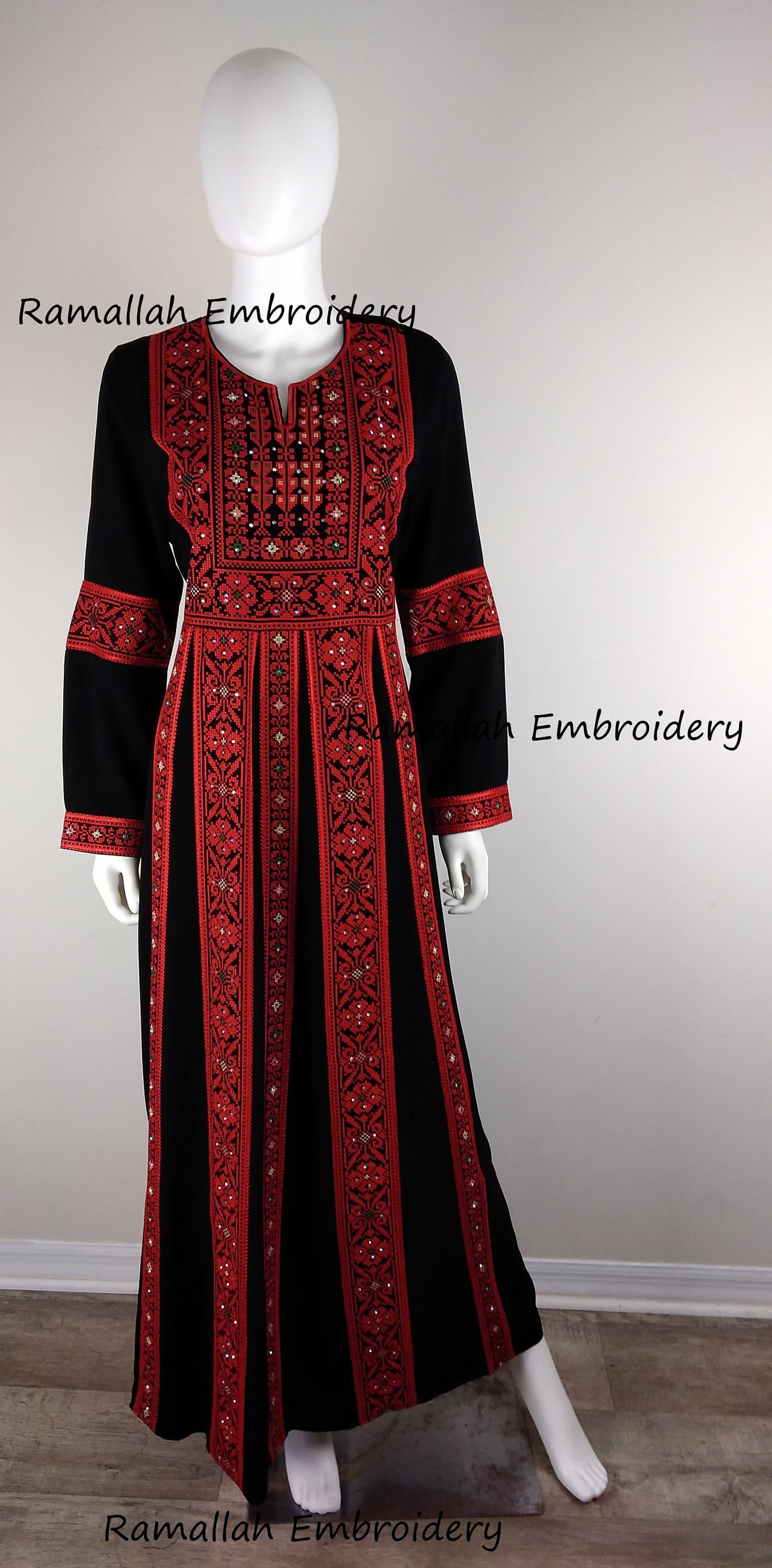 Palestinian Thobe Thob Embroidery Tatreez Red Sanabel