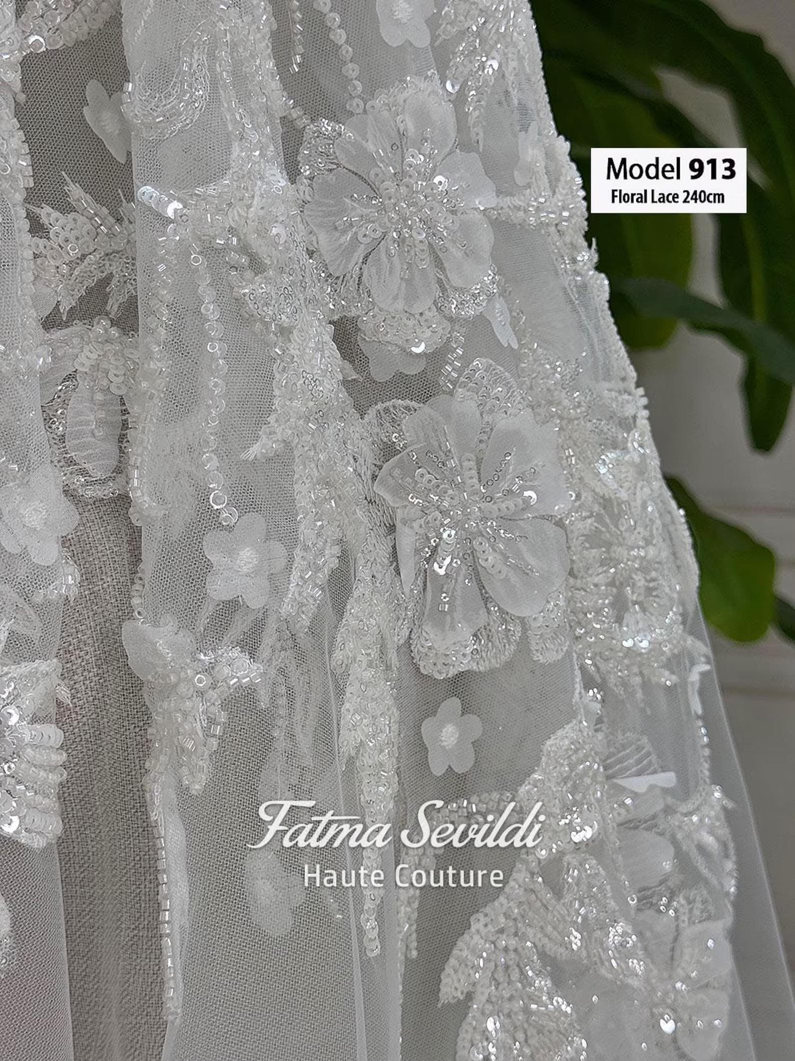 Beaded lace edge cathedral wedding veil in luxury tulle with hand-sewn lace appliqué, hijab-friendly option. Elegant mantilla-inspired bridal veil for modest and classic wedding looks.