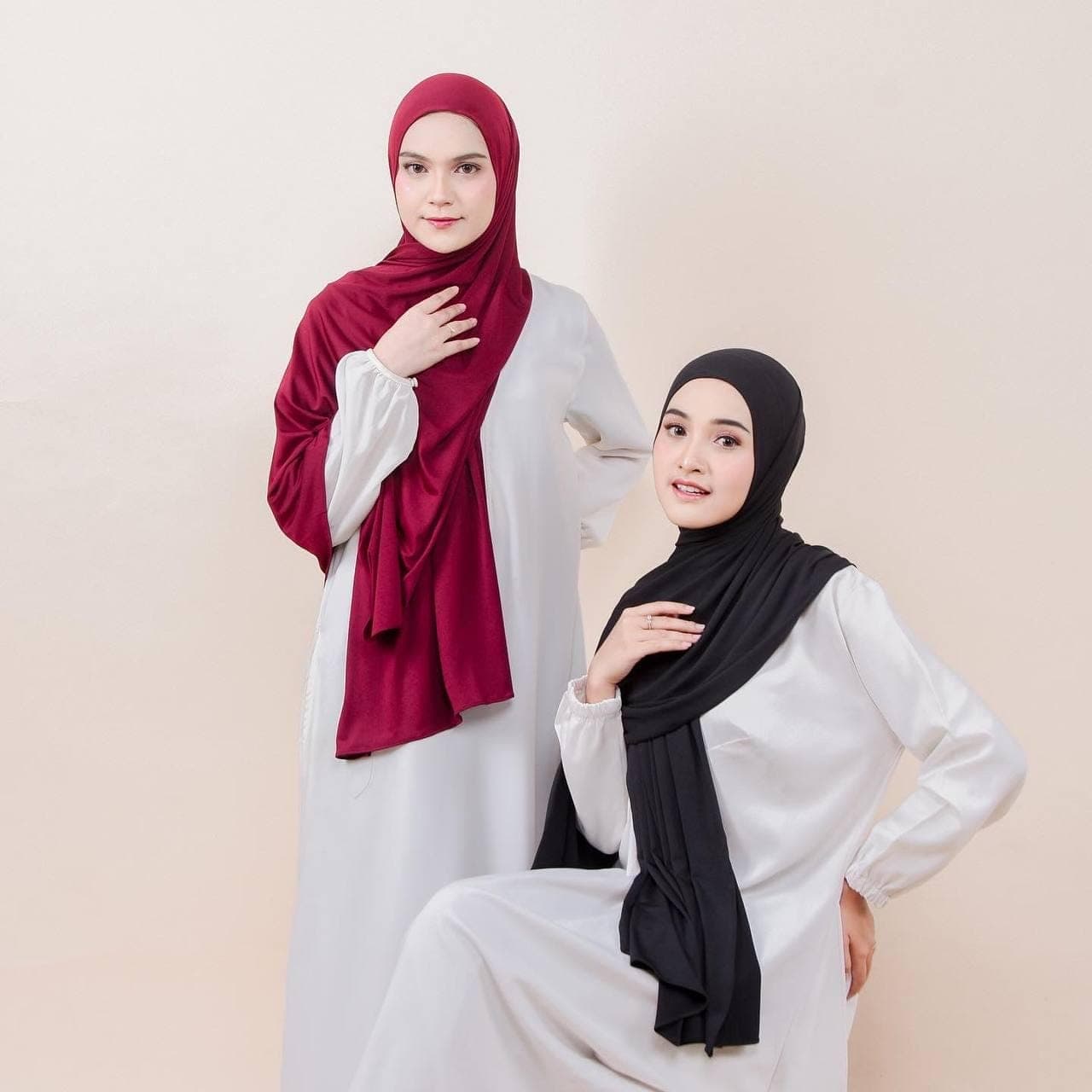 RAHILAH Slip On Hijab Scarf, 12 Colors Jersey Hijab Shawl, Quick Easy Wear No Pin Slip On One Piece Hijab Shayla Maroon