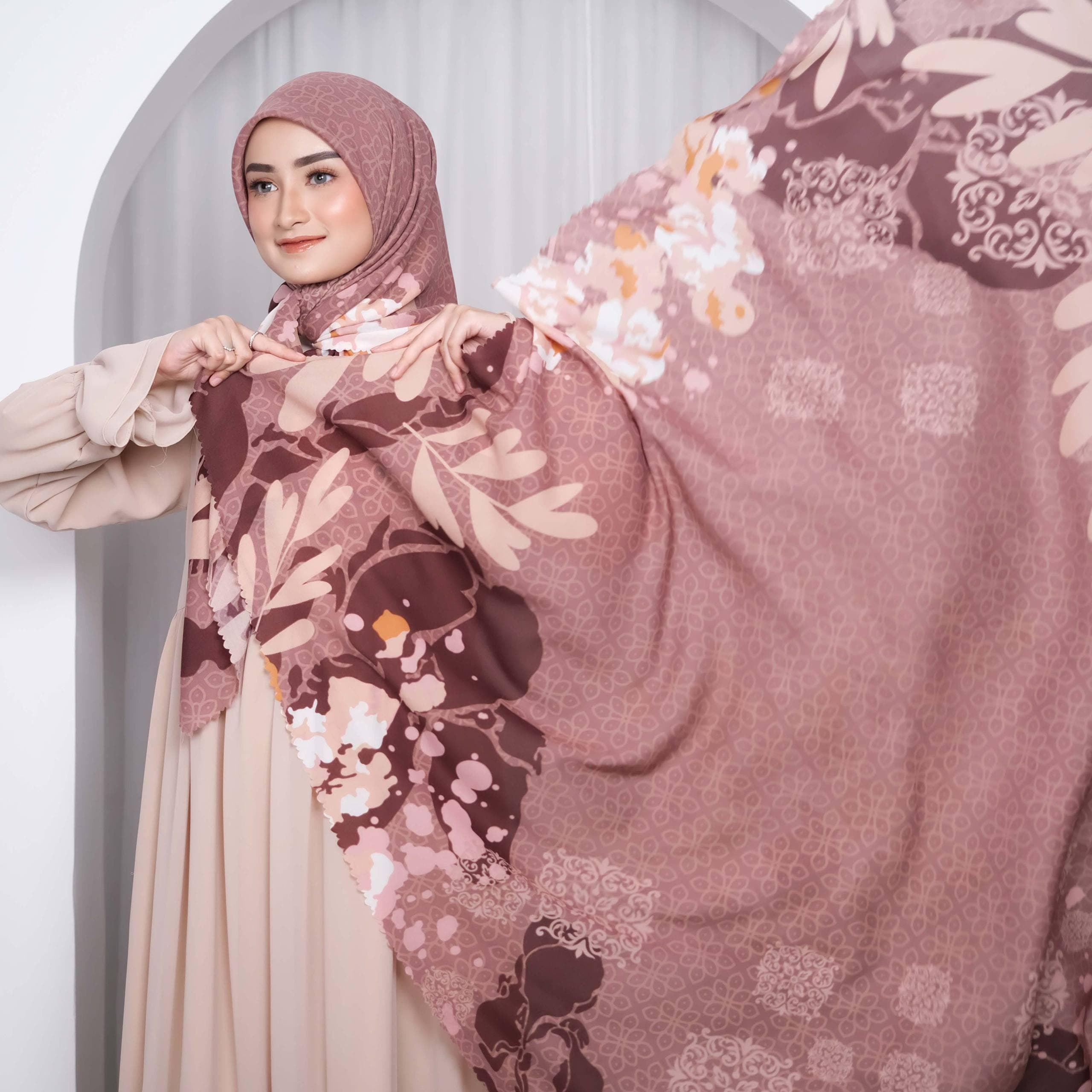 ELENA Scarf, Limited Edition 4 Colors Premium Voile Square Hijab Scarf, Lightweight Shawl Scarves Wrap Floral Flower, Muslim Gift for Women