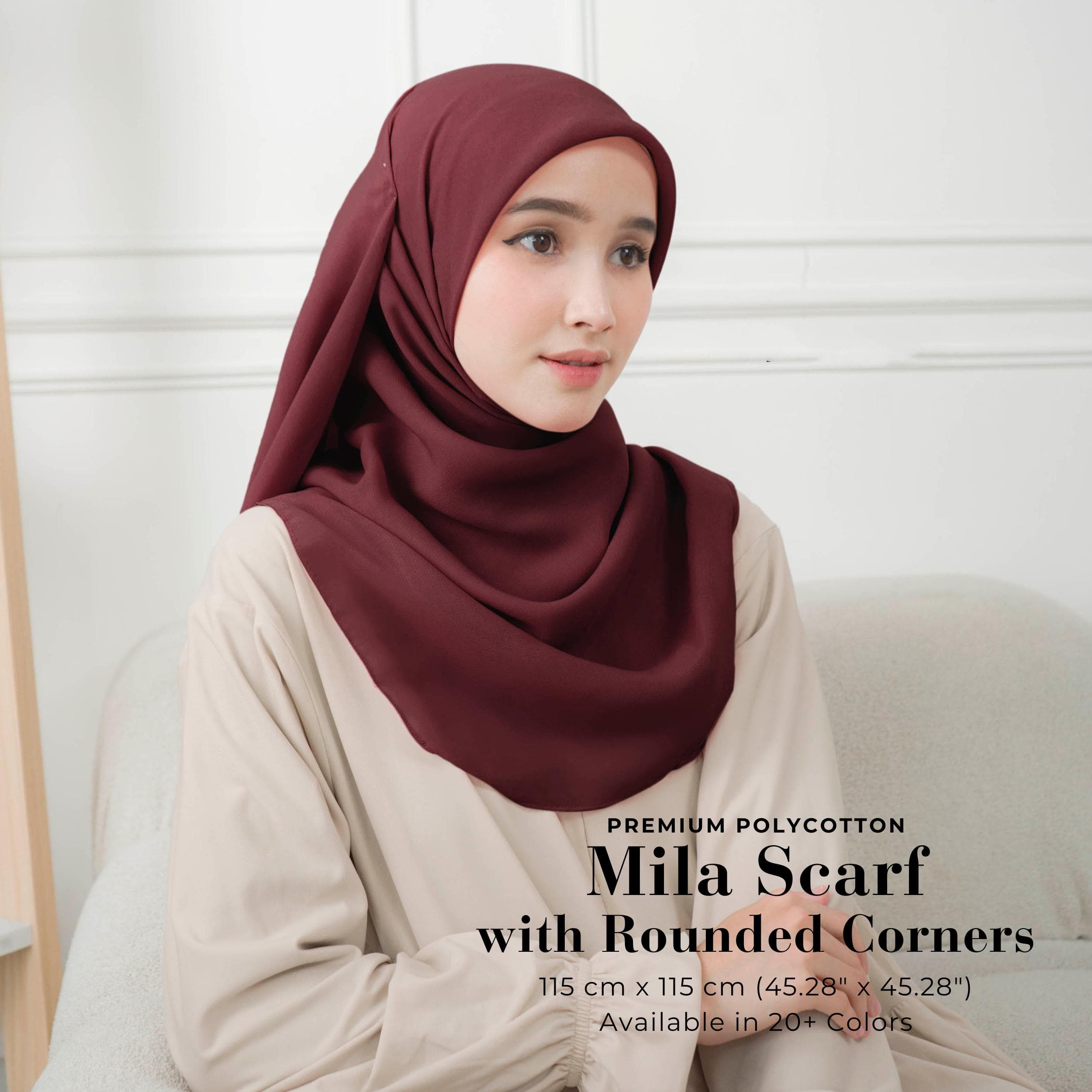 MILA Scarf with Rounded Corners, Square Hijab Scarf, Lightweight Shawl Wrap Scarves, Head Scarf, Head Covers, Islamic Muslim Gifts for Women - image 5