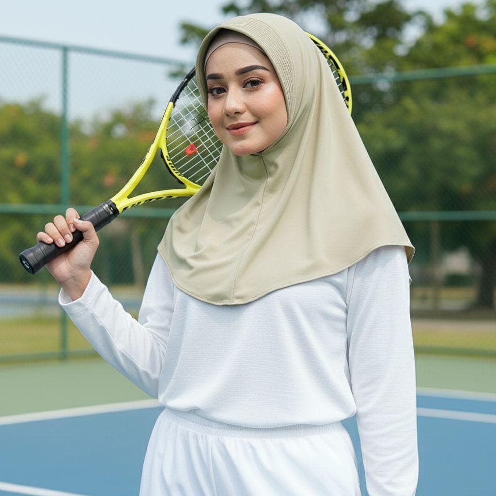 HANIA Active Hijab: 26 colors Spandex Lycra Slip-On No-Pin One-Piece Instant Hijab Sport, Gym, Workout, Exercise, Running, Training, Fitness
