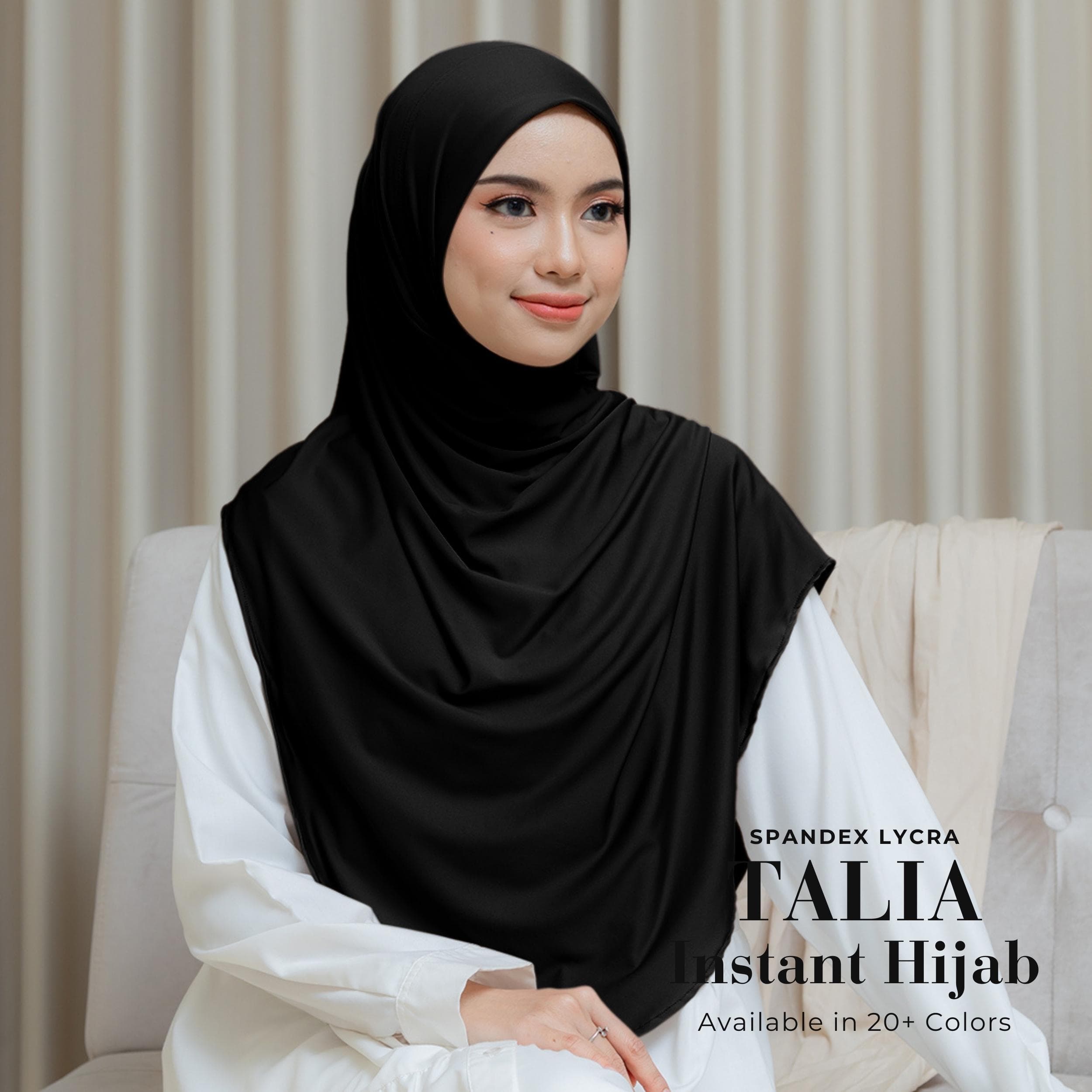 TALIA Instant Hijab, Quick Easy Wear, Slip-On, No Pin Travel Hijab One-Piece, Lightweight Hijab Sport Workout, Long Hijab Syar’i for Muslim