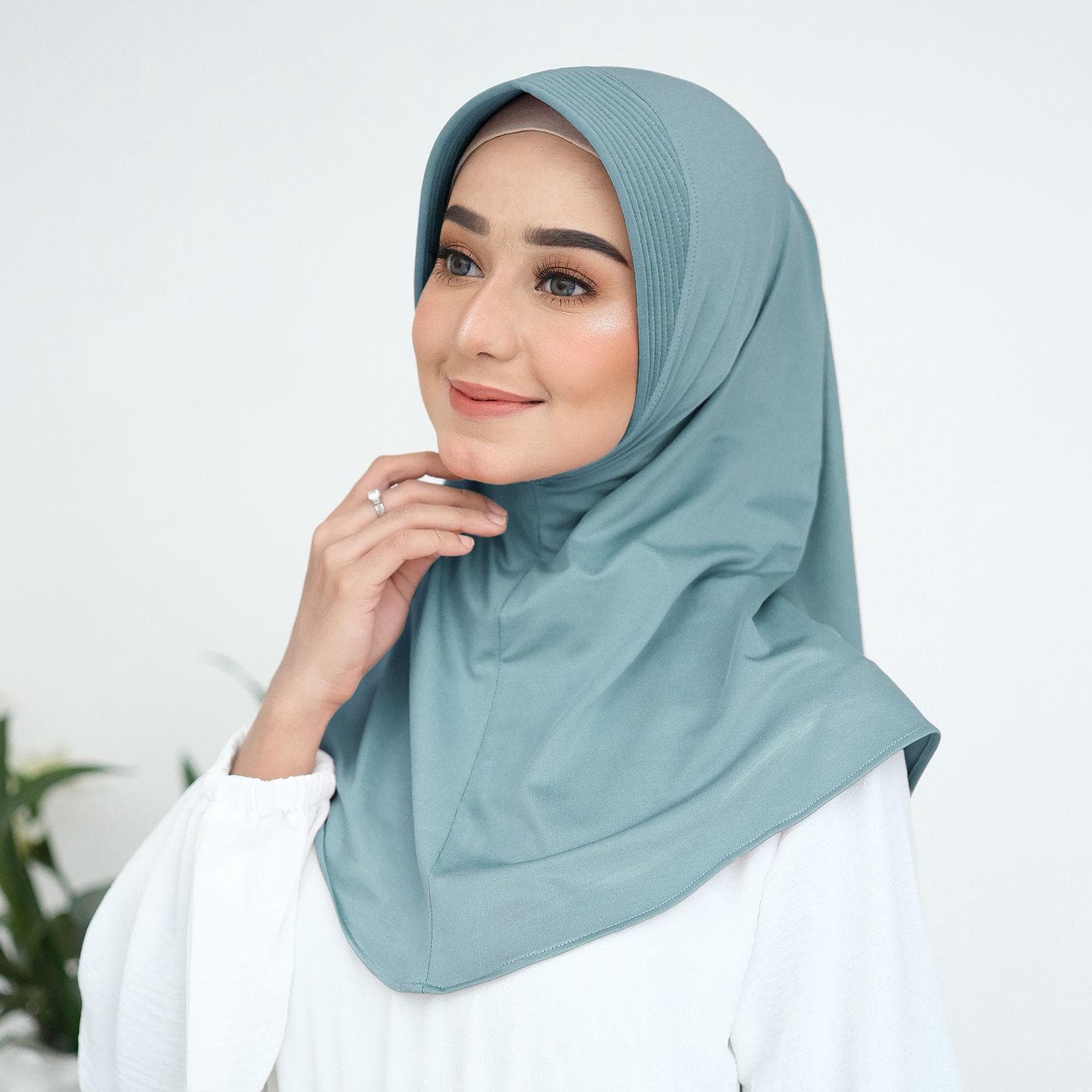 HANIA Instant Hijab: 26 colors Spandex Lycra Slip-On No-Pin One-Piece Hijab Travel, Lightweight Active Hijab Sport
