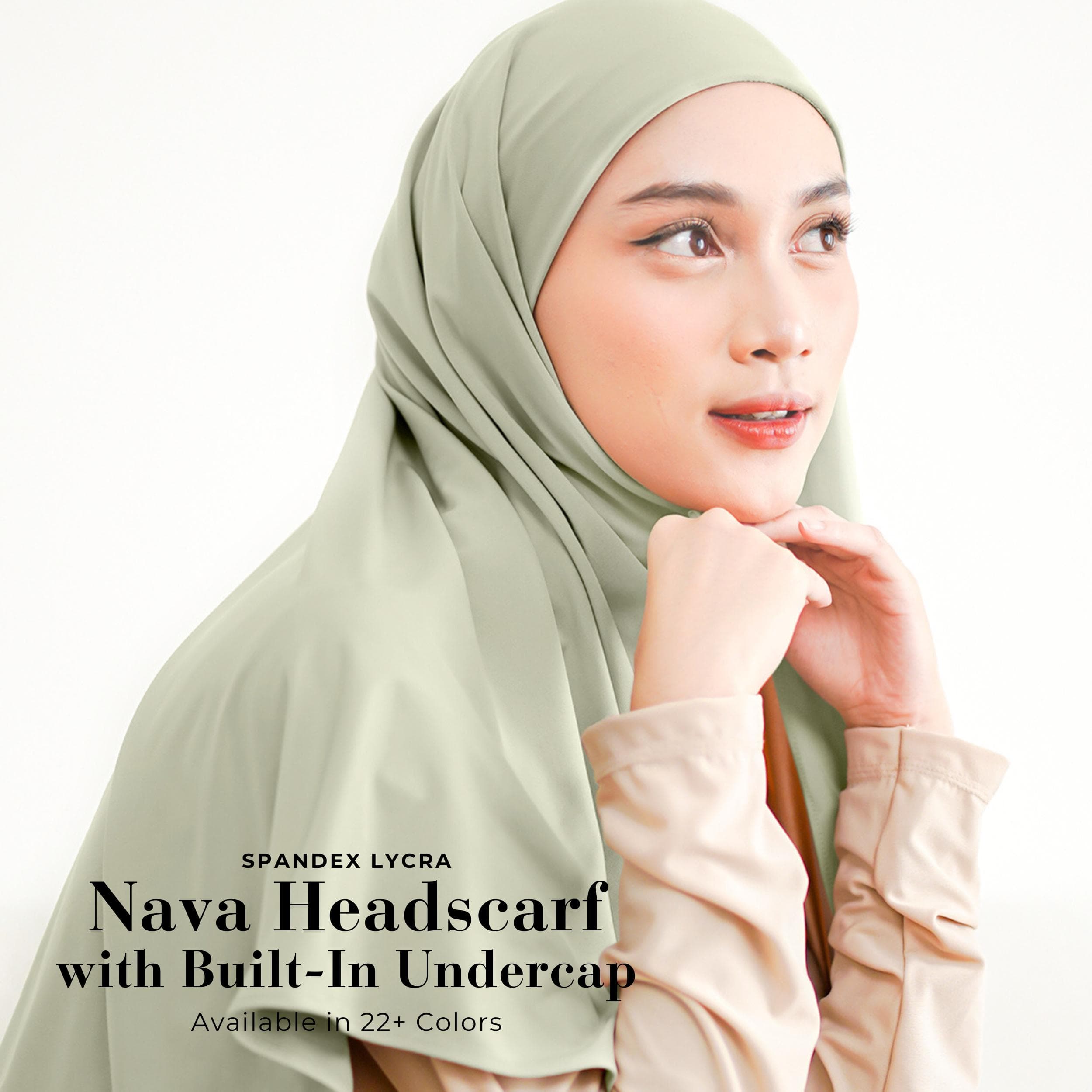 NAVA Headscarf with Built-In Matching Undercap, Hijab and Cap set, Lightweight Shawl with Inner Hijab Cap Underscarf, Muslim Women Girl Gift