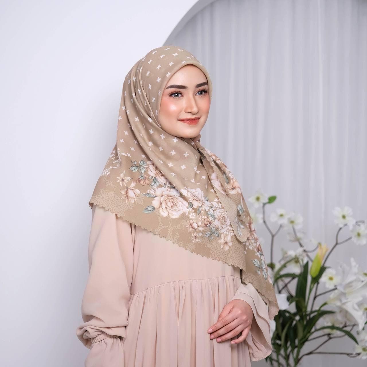 DARA Scarf, Limited Edition 4 Colors Premium Voile Square Hijab Scarf, Lightweight Shawls Scarves Wrap Floral Flower, Muslim Gifts for Women