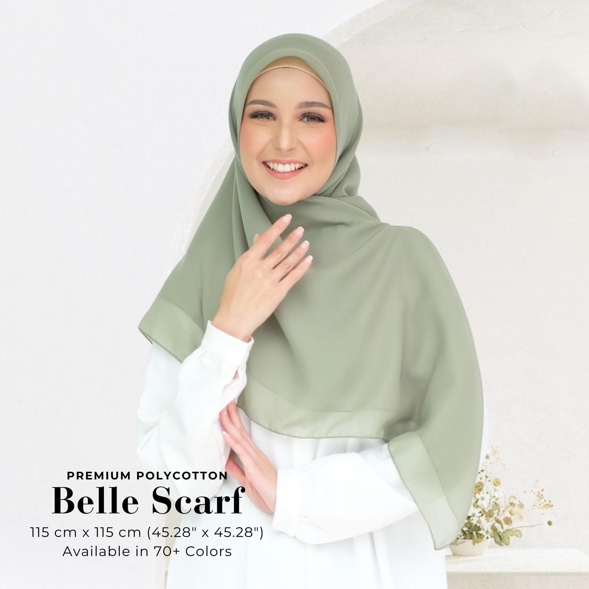 BELLE Scarf, 70 Colors Premium Polycotton Square Hijab Headscarf, Lightweight Shawls Scarves Wraps, Head Covers, Cute Muslim Gifts for Women