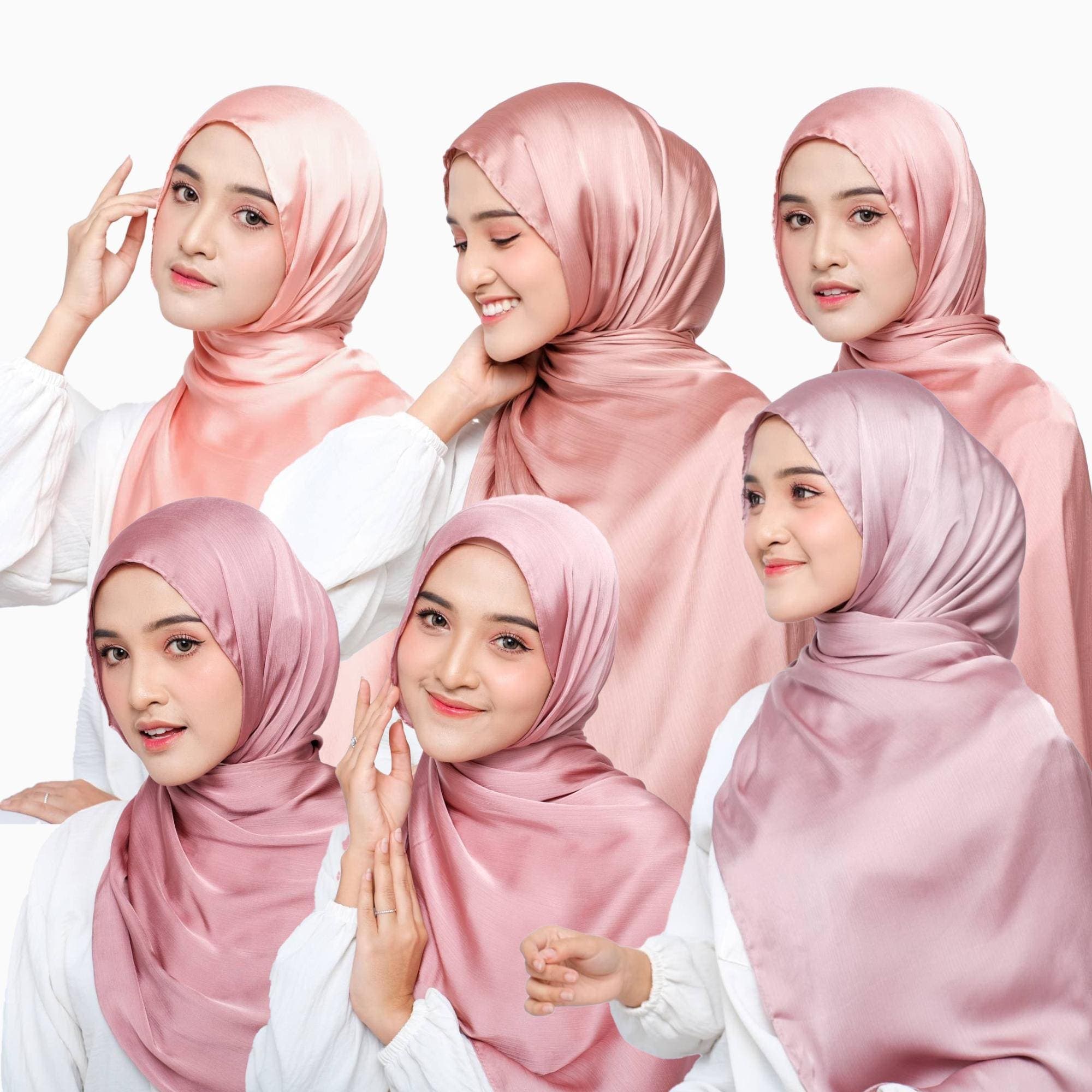 AZRAA Scarf, 70 colors Crinkle Silky Satin Hijab Shayla, Elegant Lightweight Shawl Wrap Headscarf Pink Lavender, Cute Muslim Gifts for Women