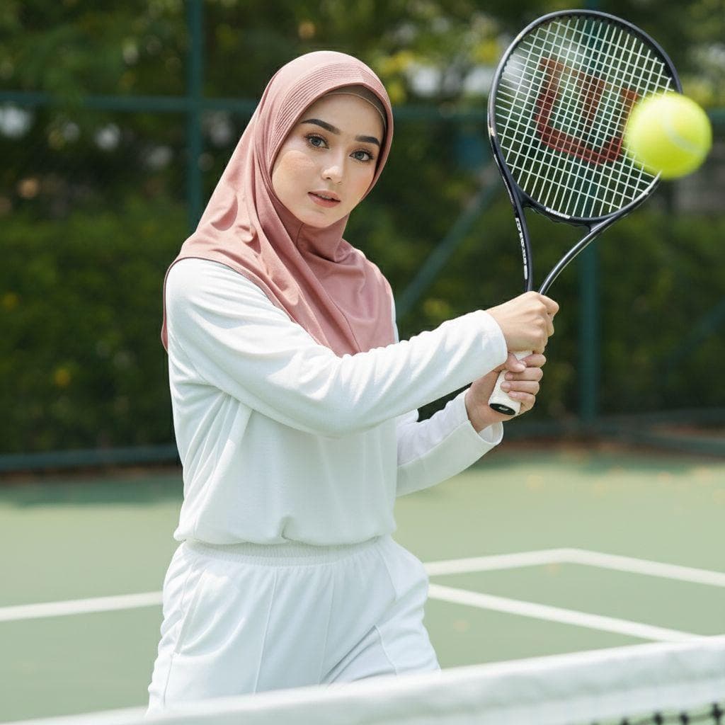 HANIA Active Hijab: 26 colors Spandex Lycra Slip-On No-Pin One-Piece Instant Hijab Sport, Gym, Workout, Exercise, Running, Training, Fitness