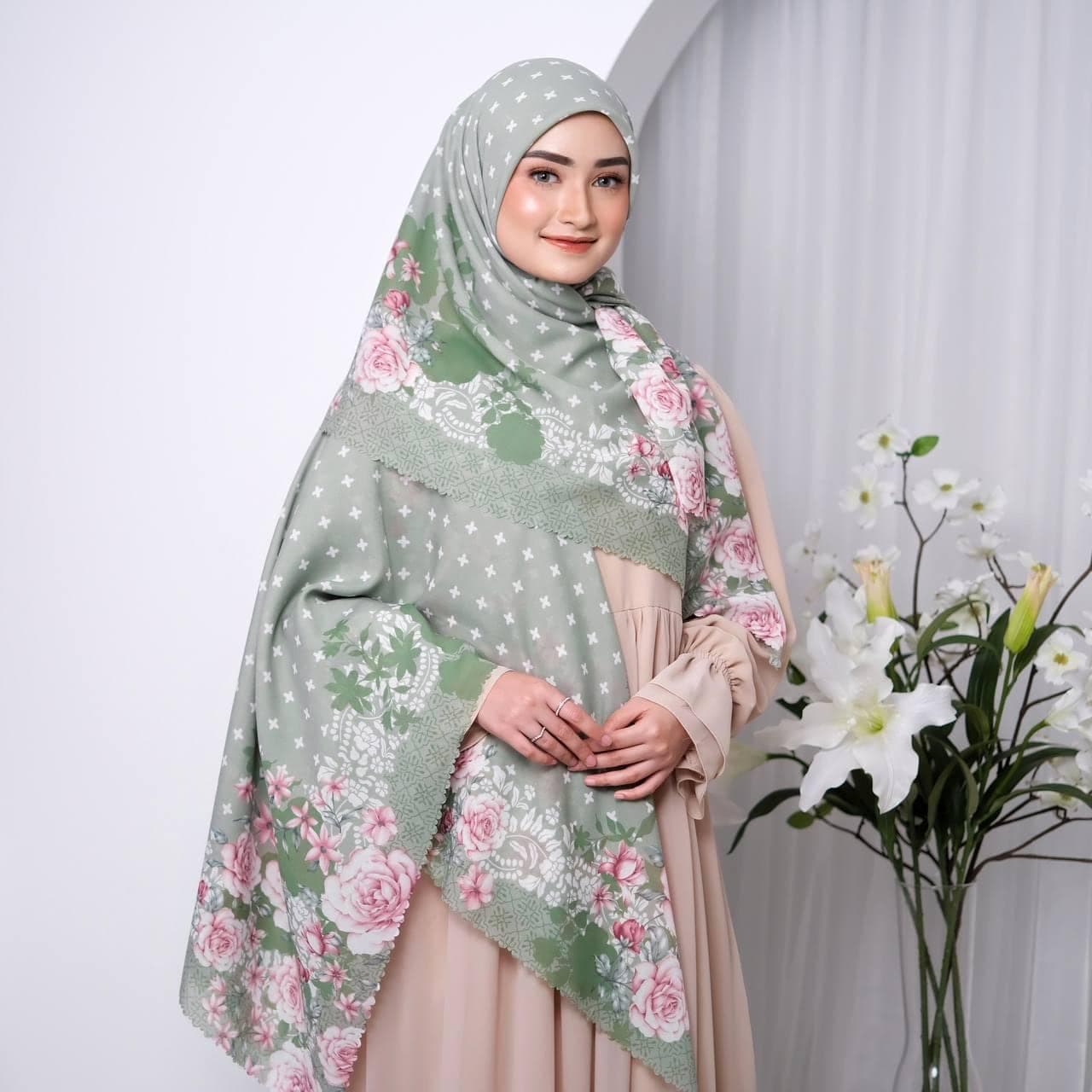 DARA Scarf, Limited Edition 4 Colors Premium Voile Square Hijab Scarf, Lightweight Shawls Scarves Wrap Floral Flower, Muslim Gifts for Women