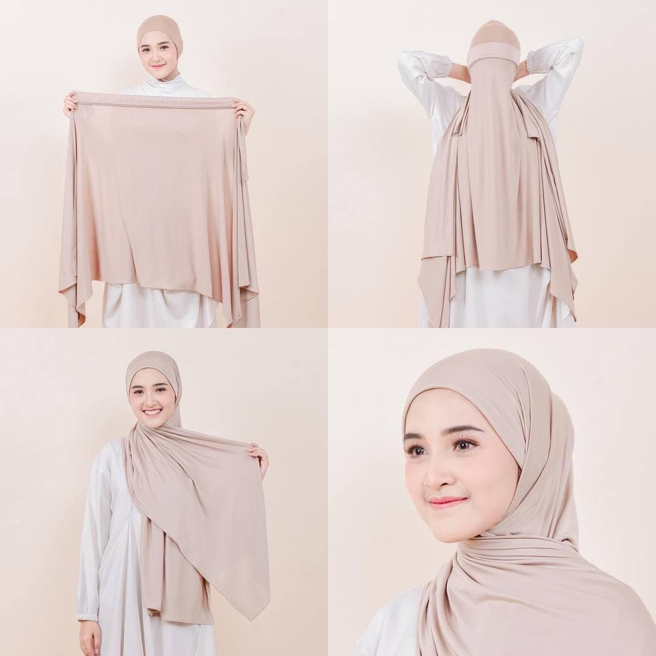 NAJLAA Semi-Instant Hijab Scarf with Back Ties, 12 Colors Jersey Hijab Shawl, Easy Wear Lightweight Hijab Shayla, Cute Muslim Gift for Women