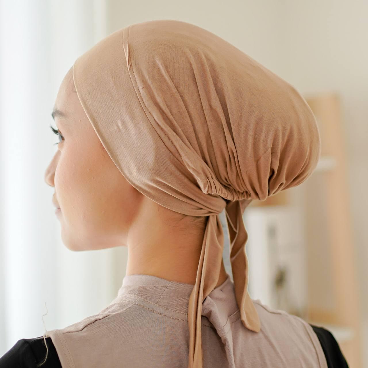 GHINA Tie Back Cap, 10 Colors Rayon Inner Hijab Underscarf, Hair Bonnet Cap, Head Cover, Hair Covering