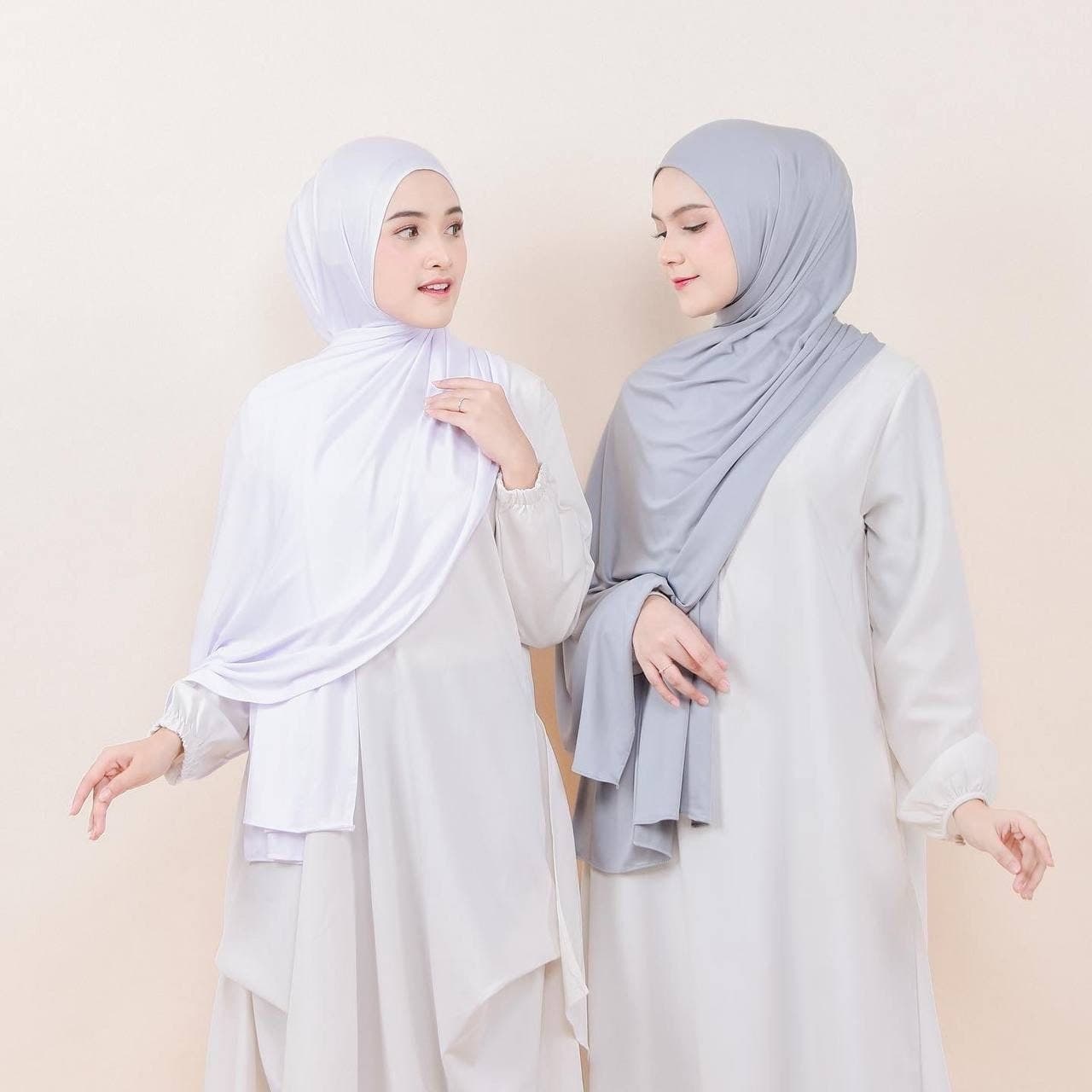 RAHILAH Instant Hijab, 12 Colors Jersey Hijab Shawl, Quick Easy Wear No Pin Slip On One Piece Hijab Shayla Gray, Cute Muslim Gifts for Women
