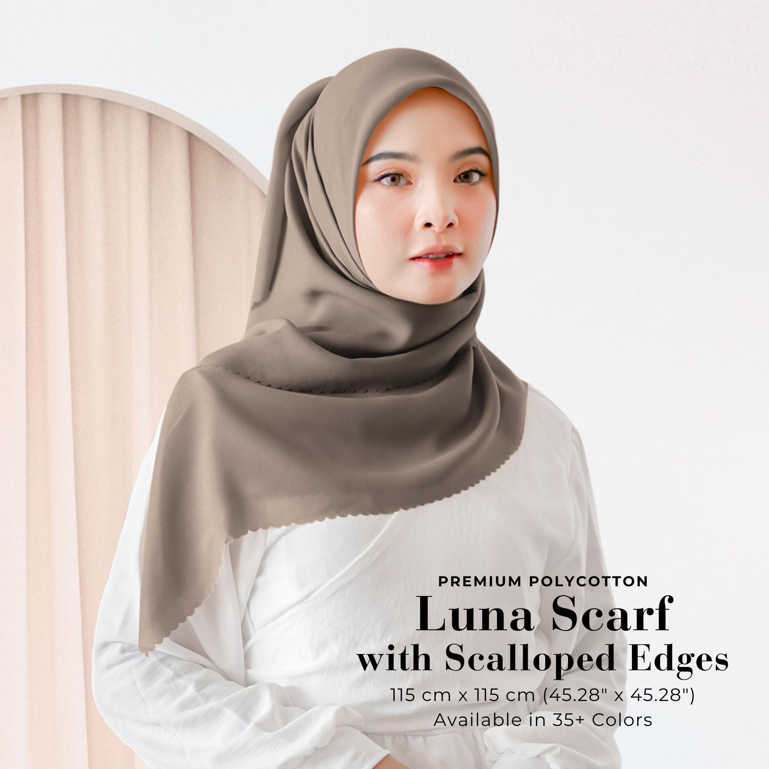 LUNA Scarf with Scalloped Edges, Square Hijab Scarf, Lightweight Shawl Wrap Scarves, Head Scarf, Head Covers, Islamic Muslim Gifts for Women - image 5
